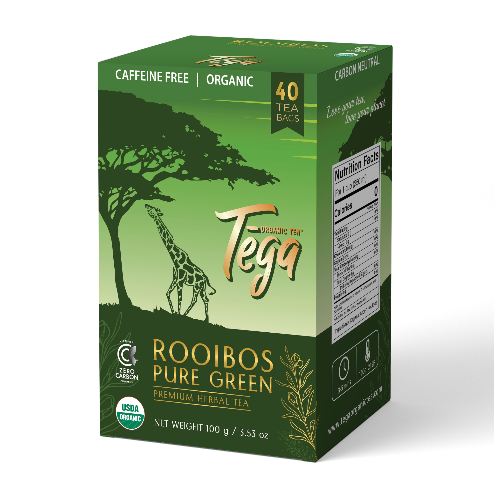 Organic Green Rooibos Tea Bags - 40 Count Value Pack | Caffeine-Free Herbal Tea for Relaxation & Wellness | Perfect for Morning Rituals & Evening Wind-Down
