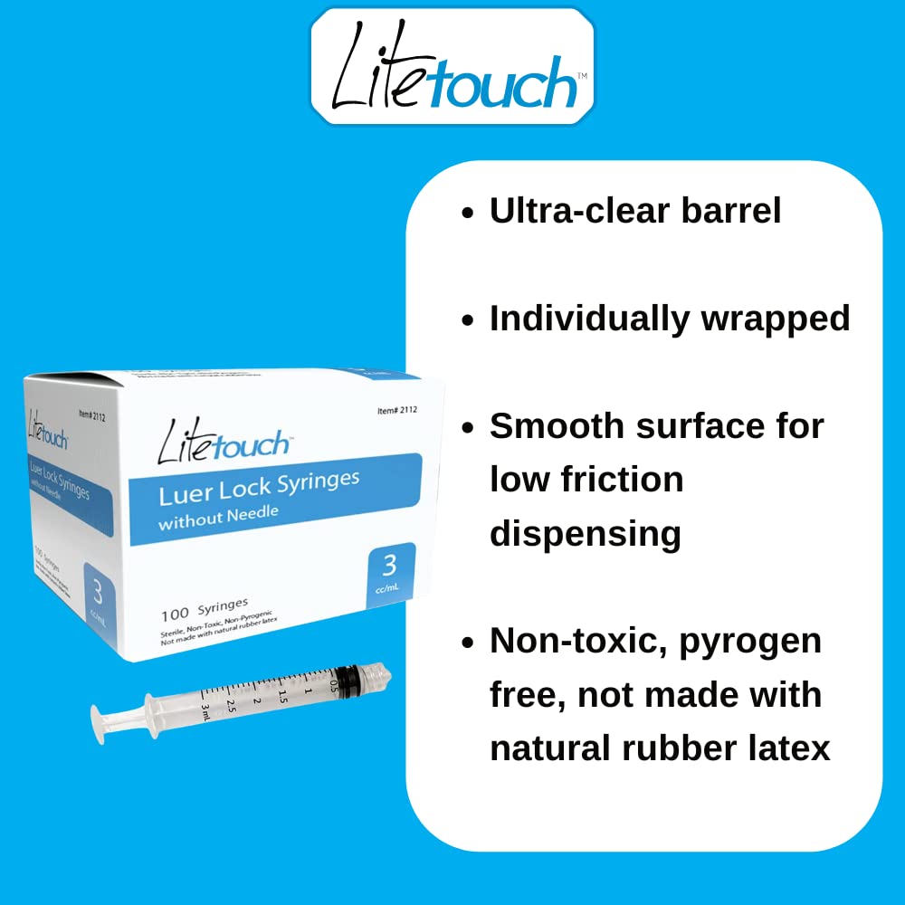 3mL Luer Lock Syringe - Sterile, Individually Sealed, 100pcs/Box (No Needle Included) - Perfect for Medical, Veterinary, and Laboratory Use