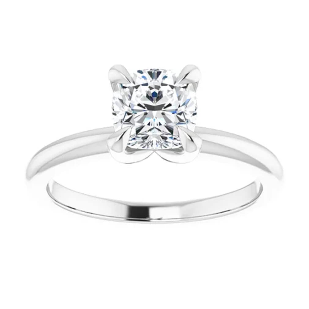 10K Solid White Gold Handmade Engagement Ring - 1.0 CT Cushion Cut Moissanite Diamond Solitaire Wedding Band for Women - Perfect for Proposals, Anniversaries & Bridal Jewelry Gifts