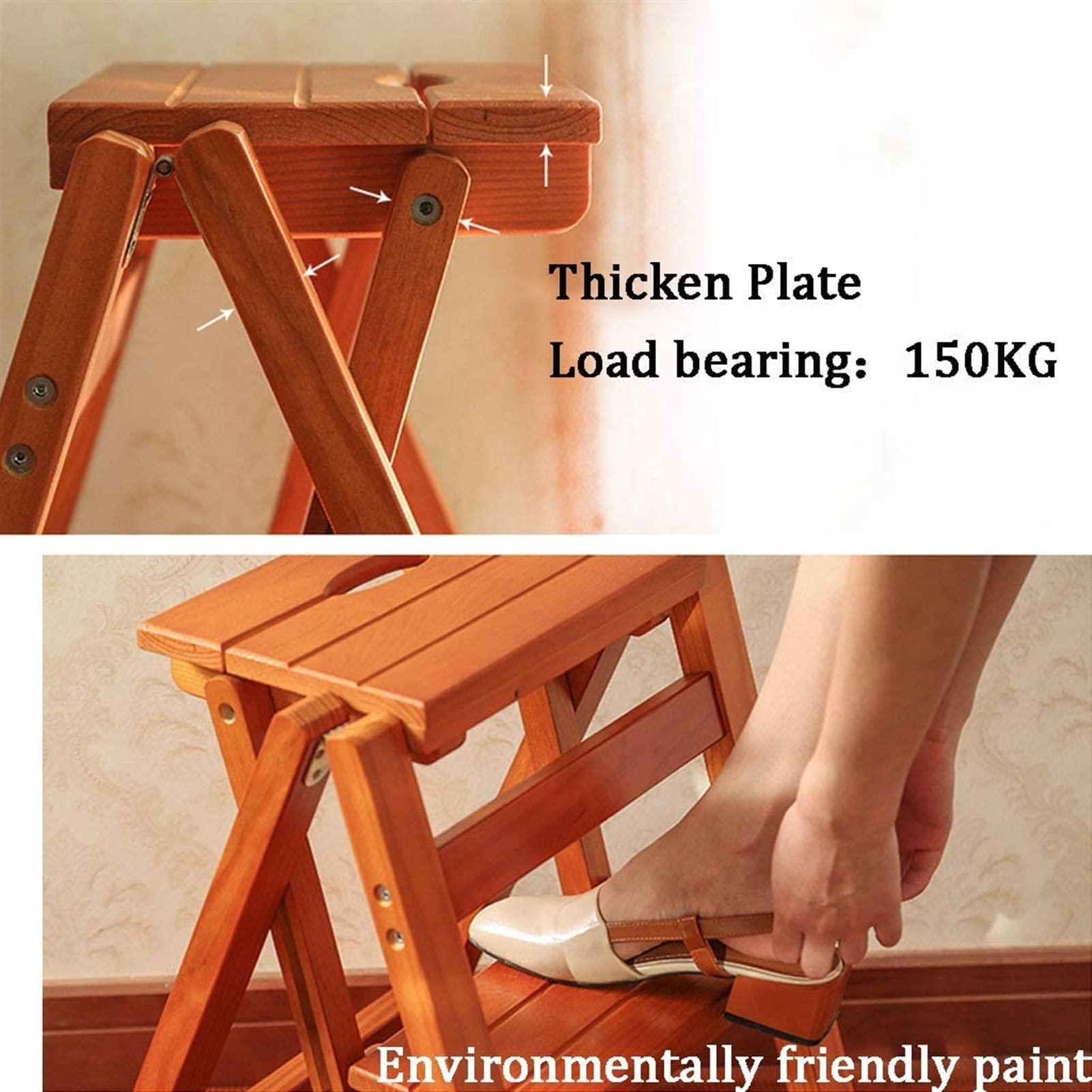 FADUNI 4-Step Folding Step Stool for Home - Lightweight Portable Indoor Ladder for Kitchen, Bathroom, Shelves, Plants & Library - Multi-Purpose Step Stool Chair with Non-Slip Feet