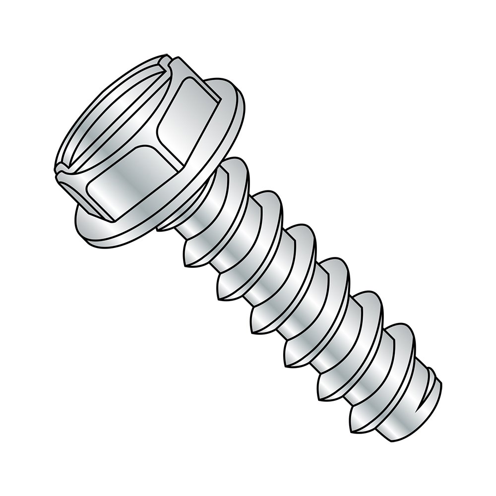 Small Parts 3108BSW Zinc Plated Steel Sheet Metal Screw, Hex Washer Head, Slotted Drive, Type B, 5/16