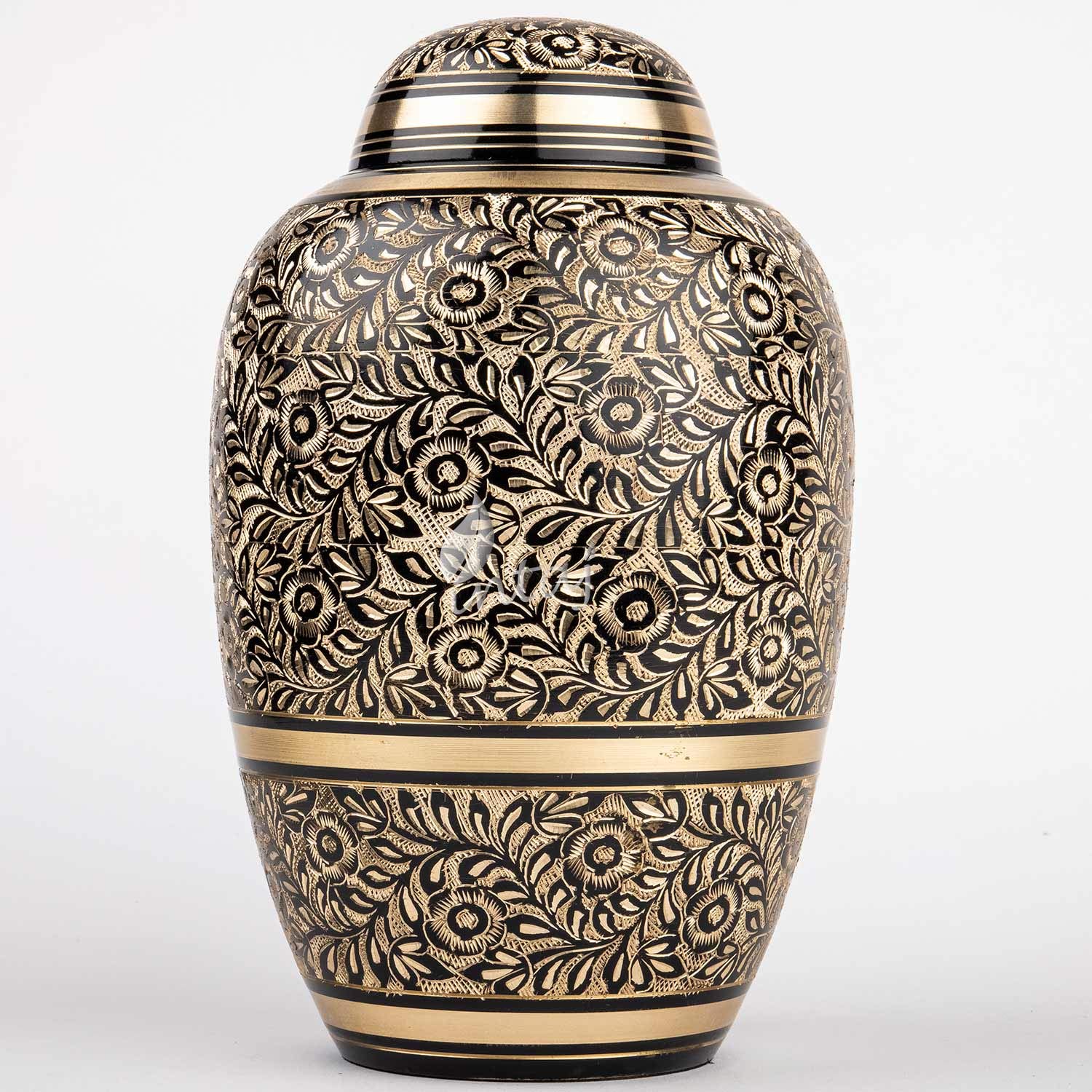 Premium Solid Brass Cremation Urn for Adults - Handcrafted Funeral Urn with Elegant Dome Etching (12
