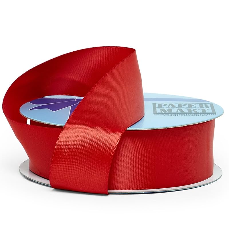 1/8 Inch Red Satin Ribbon - 100 Yards Bulk Roll for Gift Wrapping, Wedding Decorations, DIY Crafts & Hair Bows