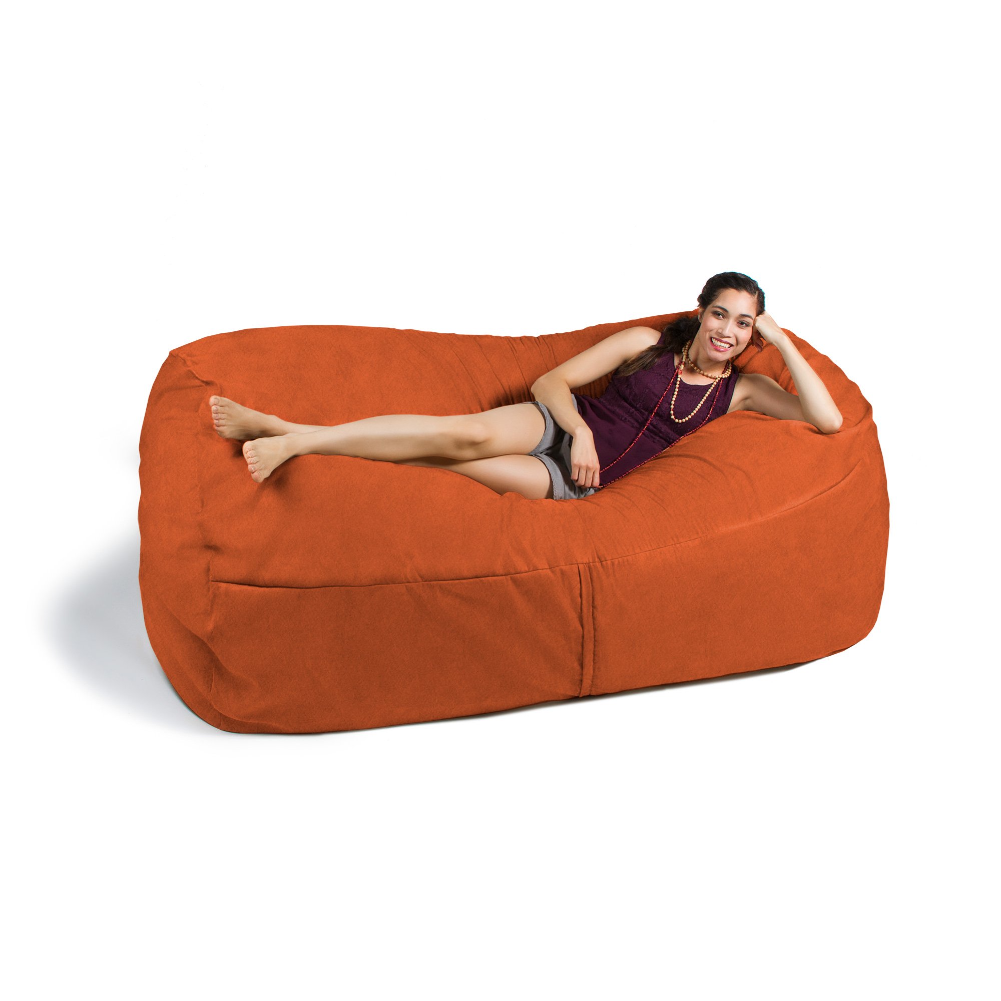 Jaxx 7 Foot Oversized Bean Bag Sofa Chair - Ultra Soft Mandarin Orange Lounger for Living Room, Bedroom, Game Room & Dorm Comfort (Perfect for Movie Nights, Gaming & Relaxation)