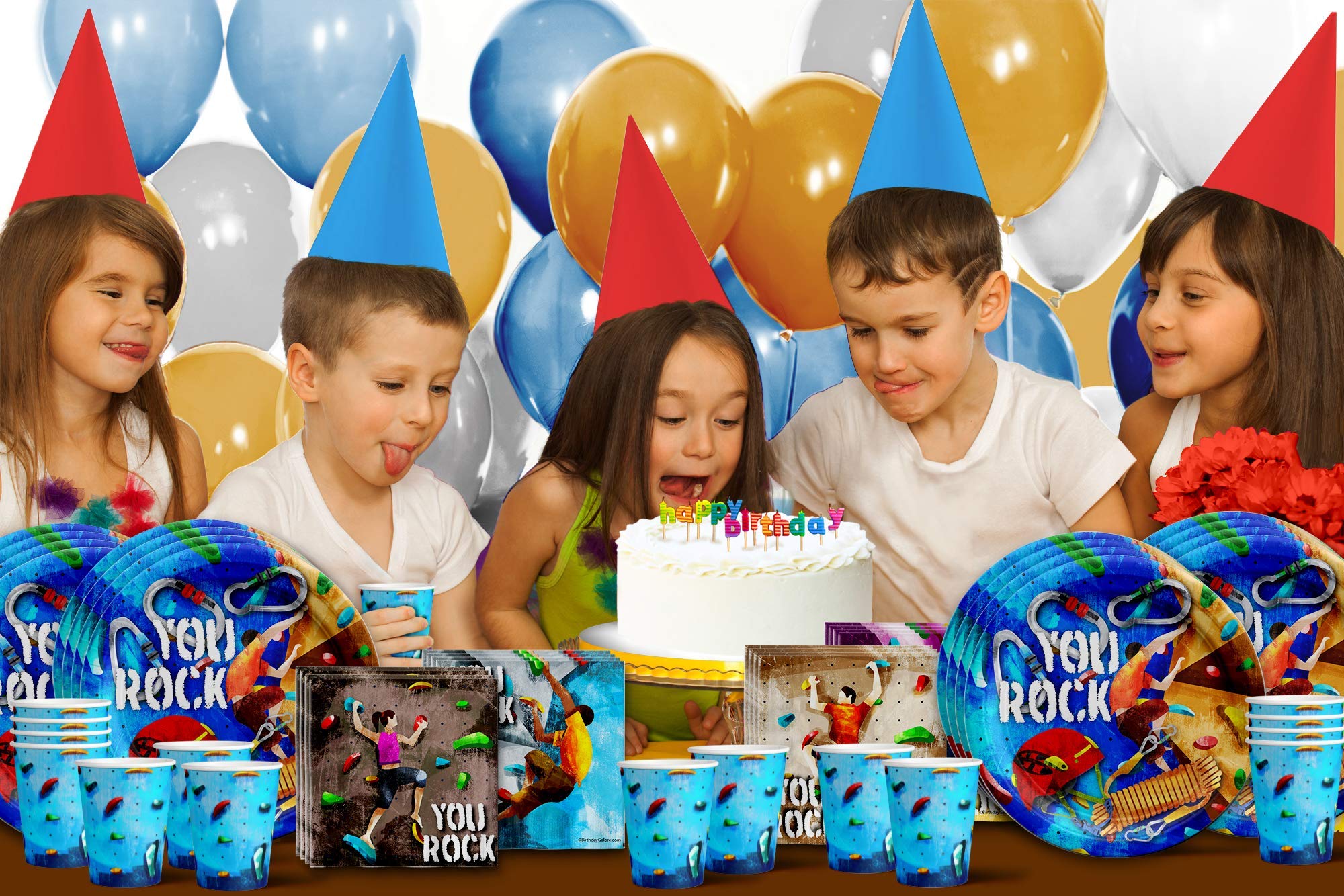 Rock Climbing Themed Party Supplies Set - 16-Piece Tableware Kit with Plates, Napkins & Cups for Adventure Birthday Decorations | Perfect for Kids' Climbing-Themed Parties & Outdoor Celebrations