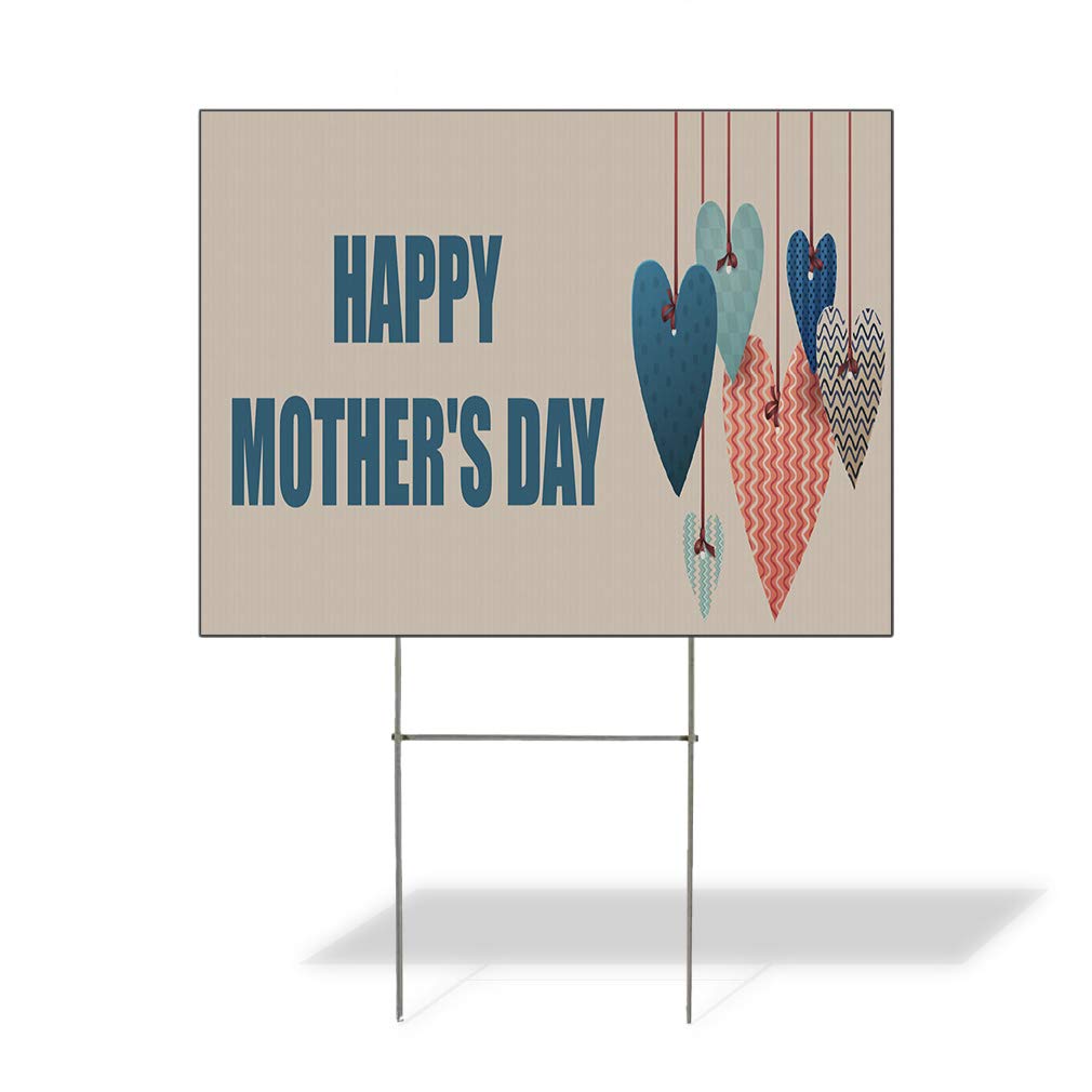 Happy Mother's Day Weatherproof Yard Sign - 24x18 Inch Double-Sided Blue Lawn Decoration for Outdoor Garden, Patio & Front Yard Display