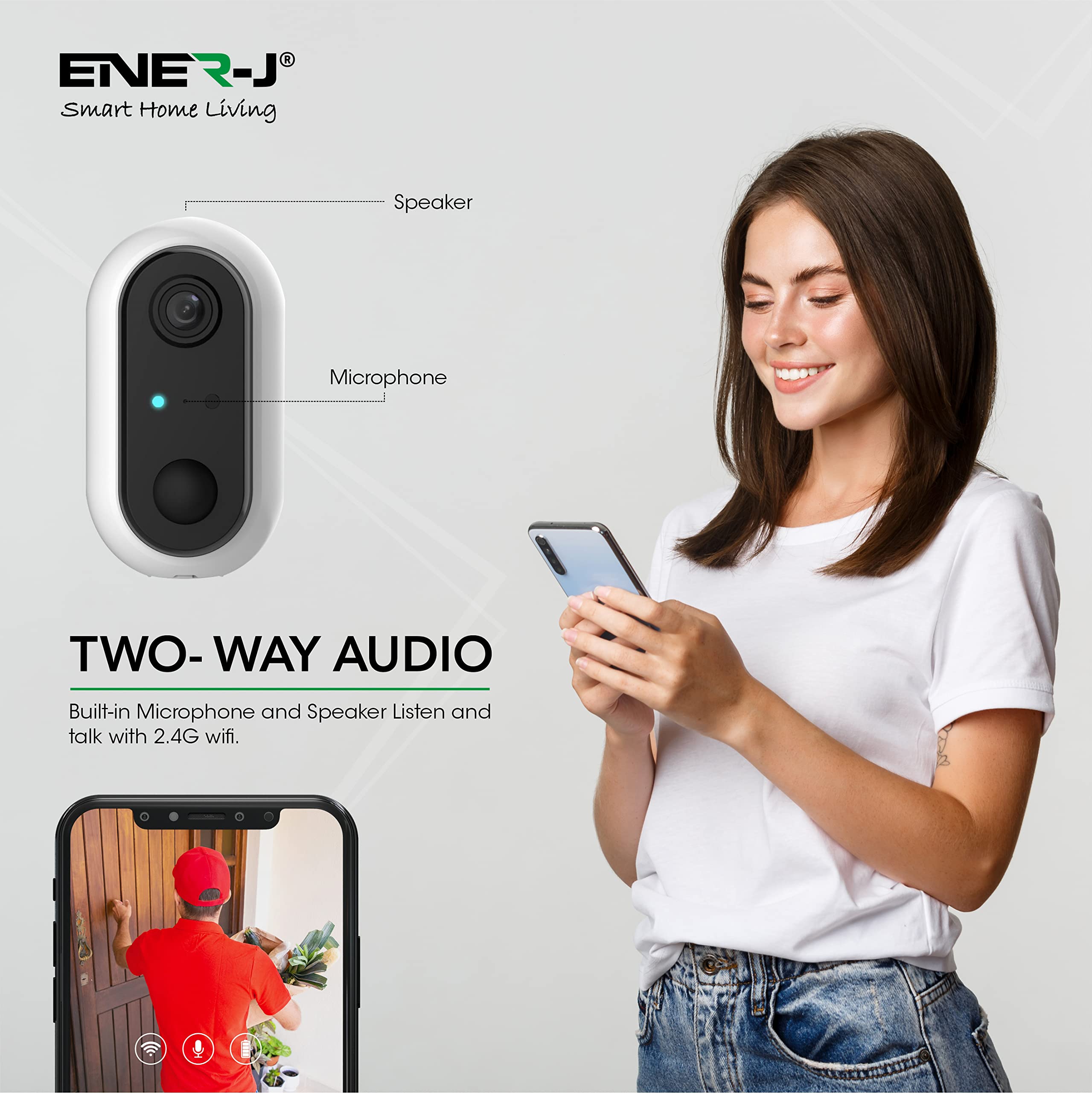 Wireless Outdoor Security Camera with Rechargeable 18650mAh Battery - 1080P HD WiFi Surveillance Camera, PIR Motion Detection, 2-Way Audio, Night Vision & Waterproof - Ideal for Home Security, Baby Monitoring & Property Protection
