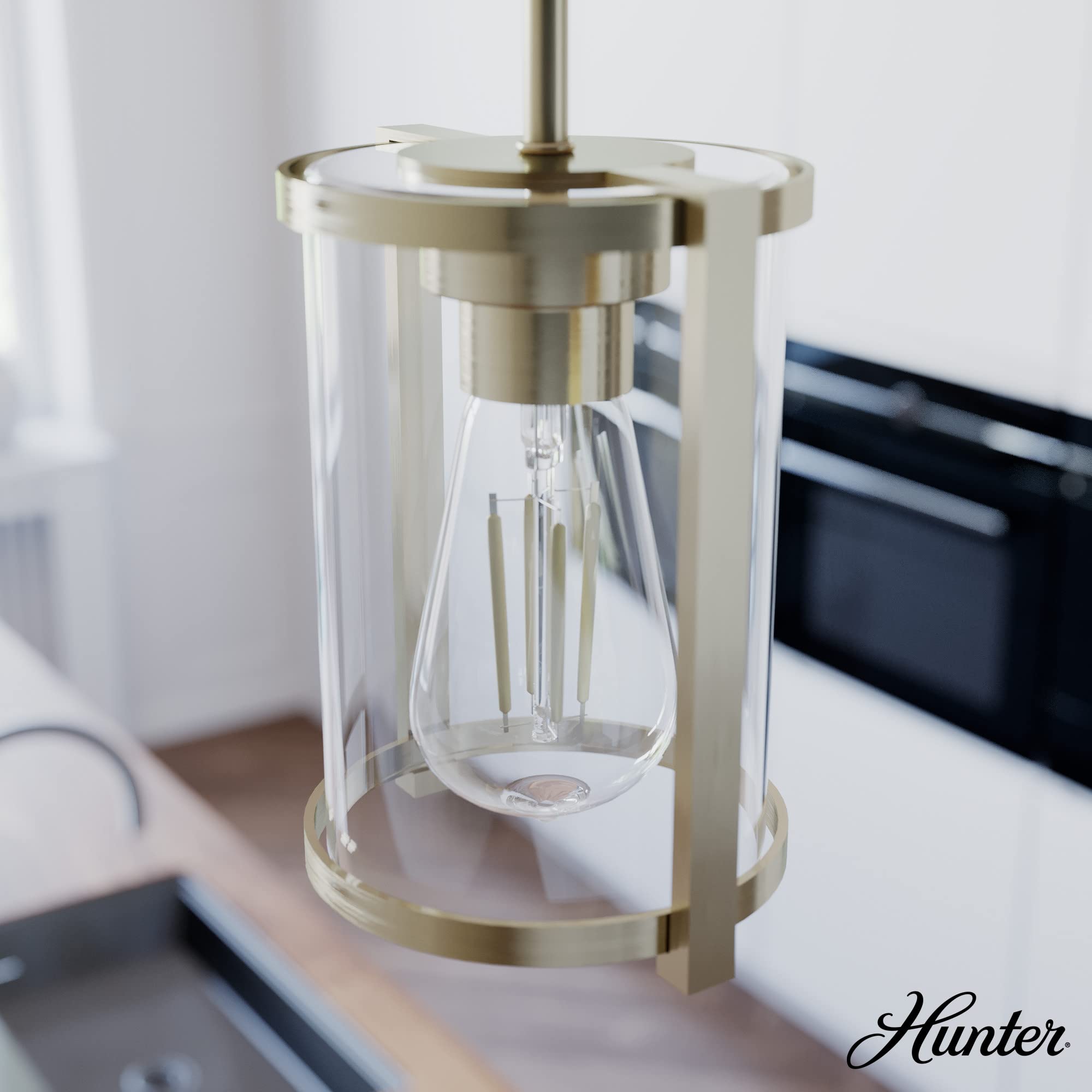 Hunter Fan Company 19952 Astwood 12-Inch Gold Pendant Light - Modern Ceiling Lighting Fixture for Dining Room, Kitchen Island & Bedroom Decor