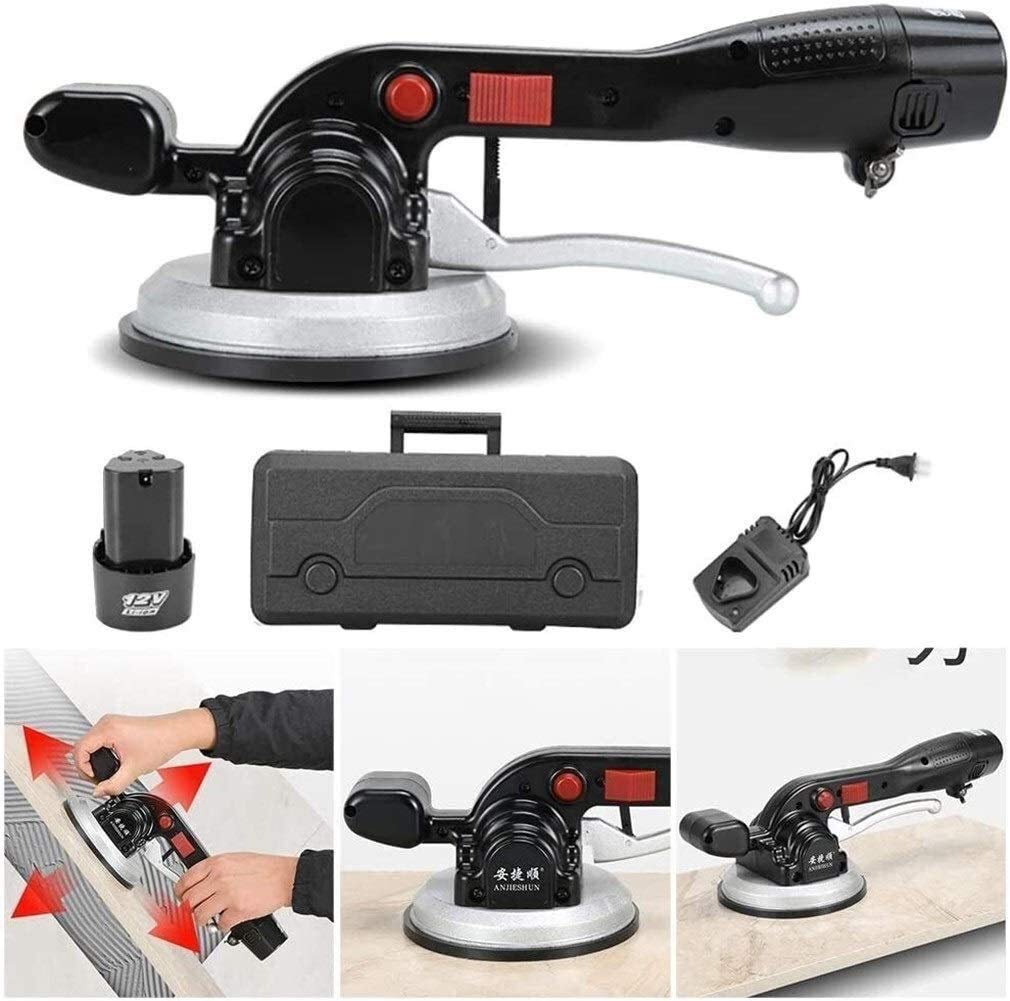 RZM Electric Tile Installation Machine - Rechargeable Tile Vibrating Tool with Large Capacity Lithium Battery (2x Batteries Included) - Smart Tile Leveler with 100kg Adsorption Power - Perfect for Flooring, Wall Tiling and DIY Home Renovation Projects