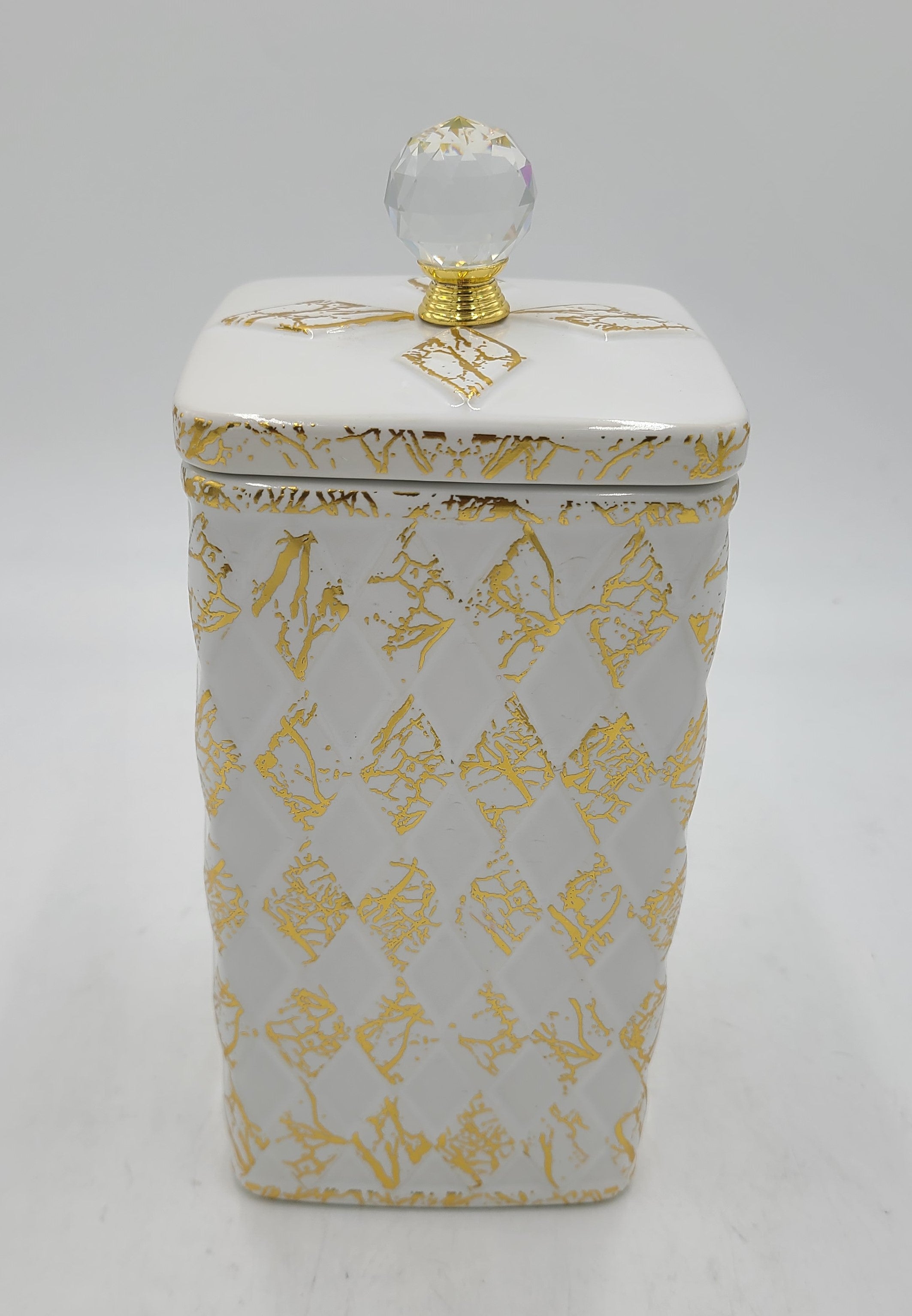 11.5X4.75 Inch Gold Square Canister - Large Decorative Storage Container for Kitchen, Bathroom, or Living Room Organization