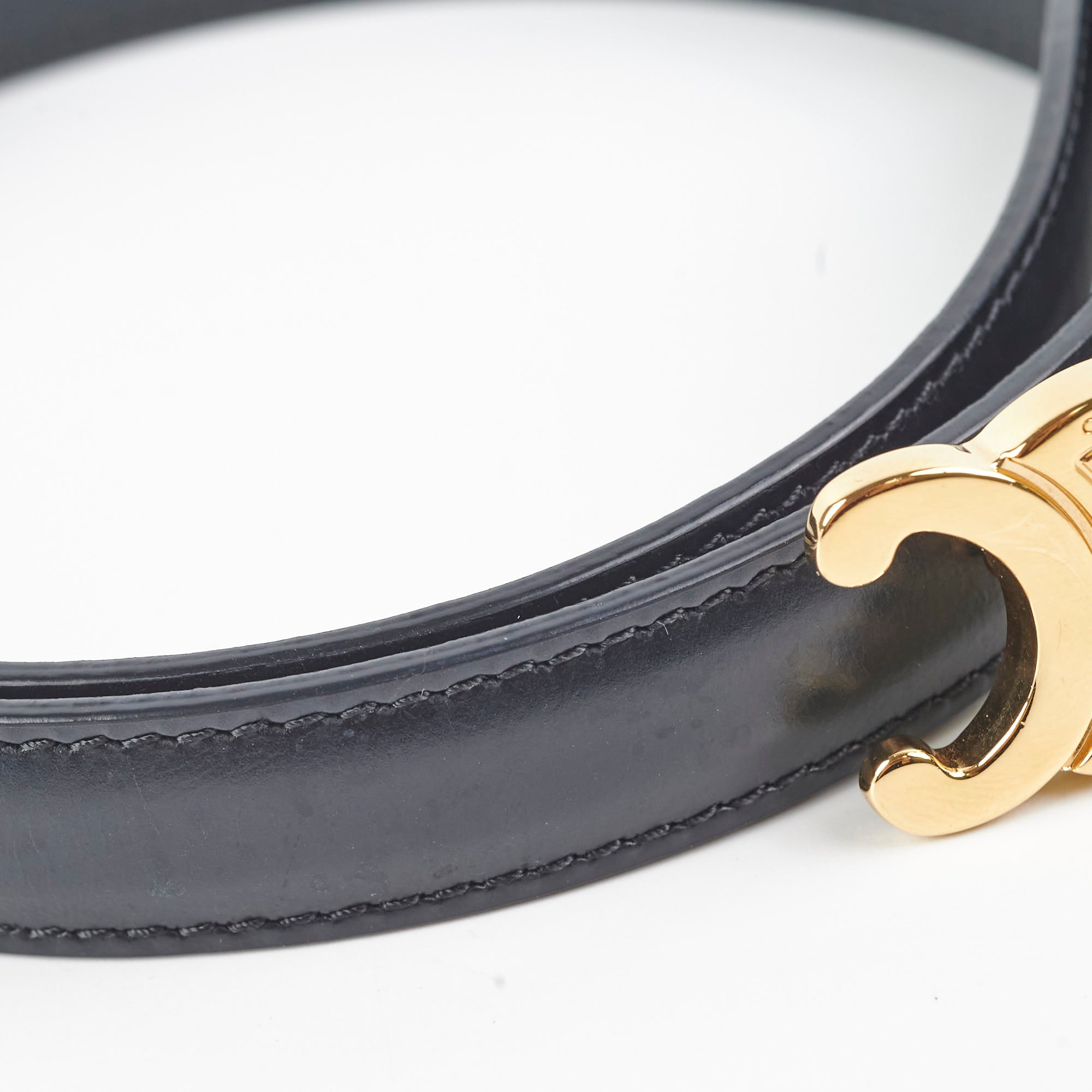 Celine Triomphe Belt - Genuine Leather Black Waist Belt for Women - Size 70 - Perfect for Office, Date Night & Special Occasions