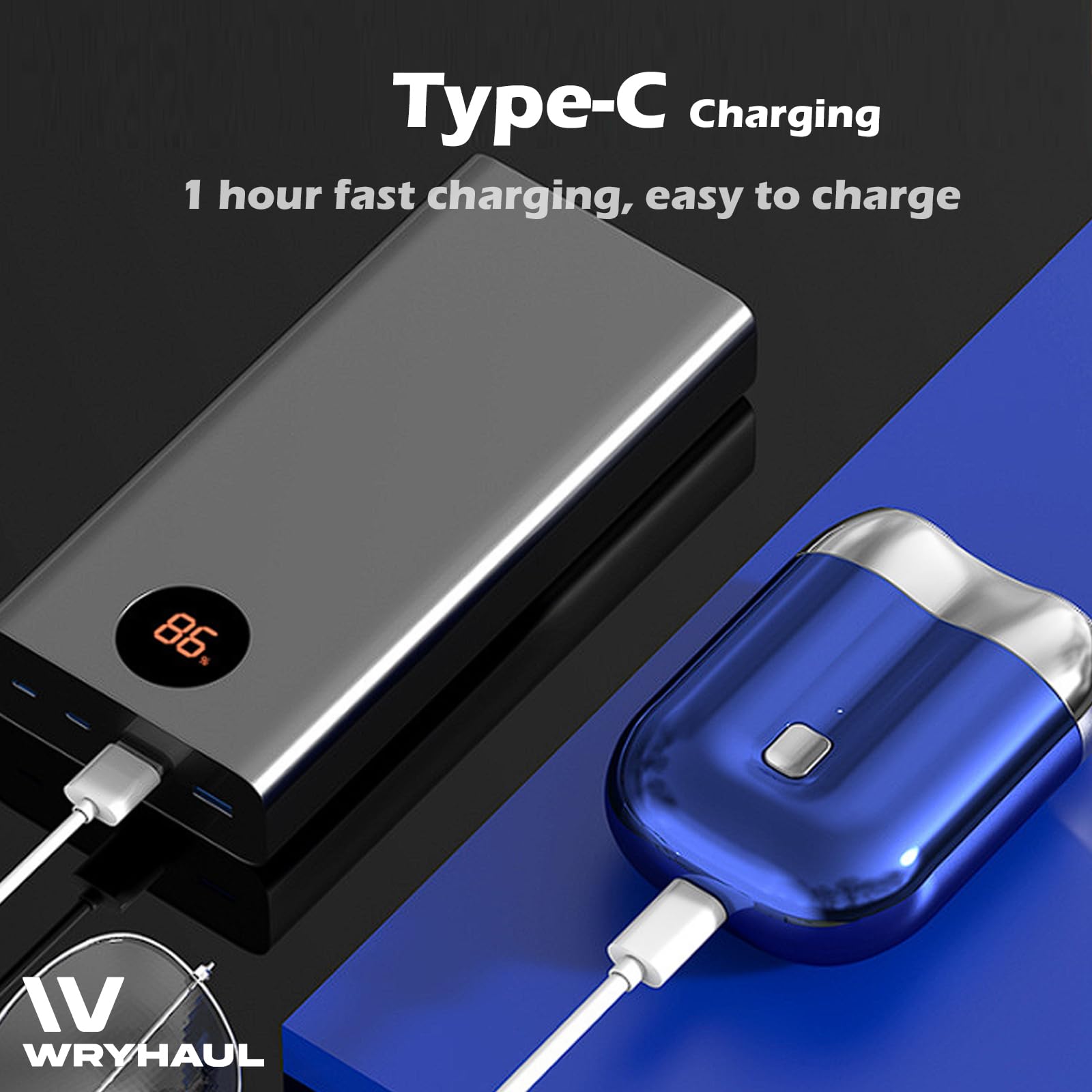 Peonly Mini Electric Razor for Men - Dual Head Wet & Dry Shaver, Portable Pocket Size Travel Shaver with Rechargeable Battery - Perfect for Home, Travel & Gym (Blue)