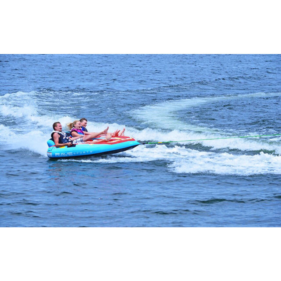 Rave Tirade III 3-Person Towable Tube - Heavy Duty Inflatable Water Tube for Boating & Lake Fun - Perfect for Family, Friends & Summer Adventures