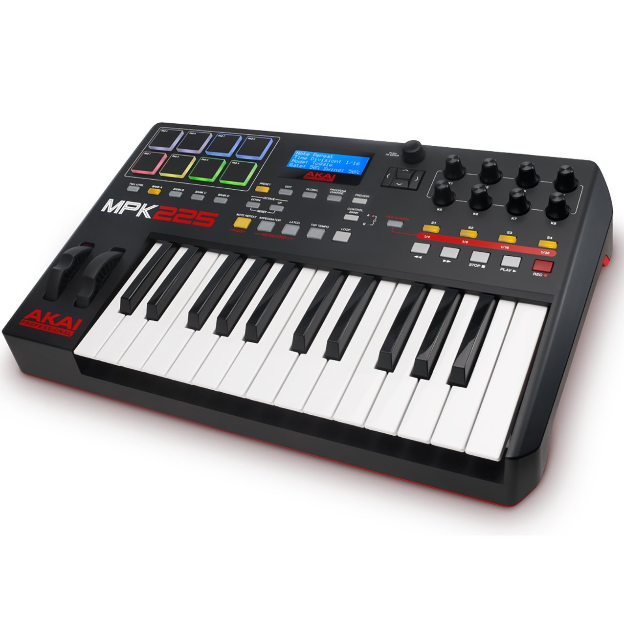 AKAI Professional MPK225 USB MIDI Keyboard Controller - 25 Semi-Weighted Keys, 8 MPC Pads, Q-Links & Plug-Play for Music Production | Perfect for Home Studios, Live Performances & Beat Making