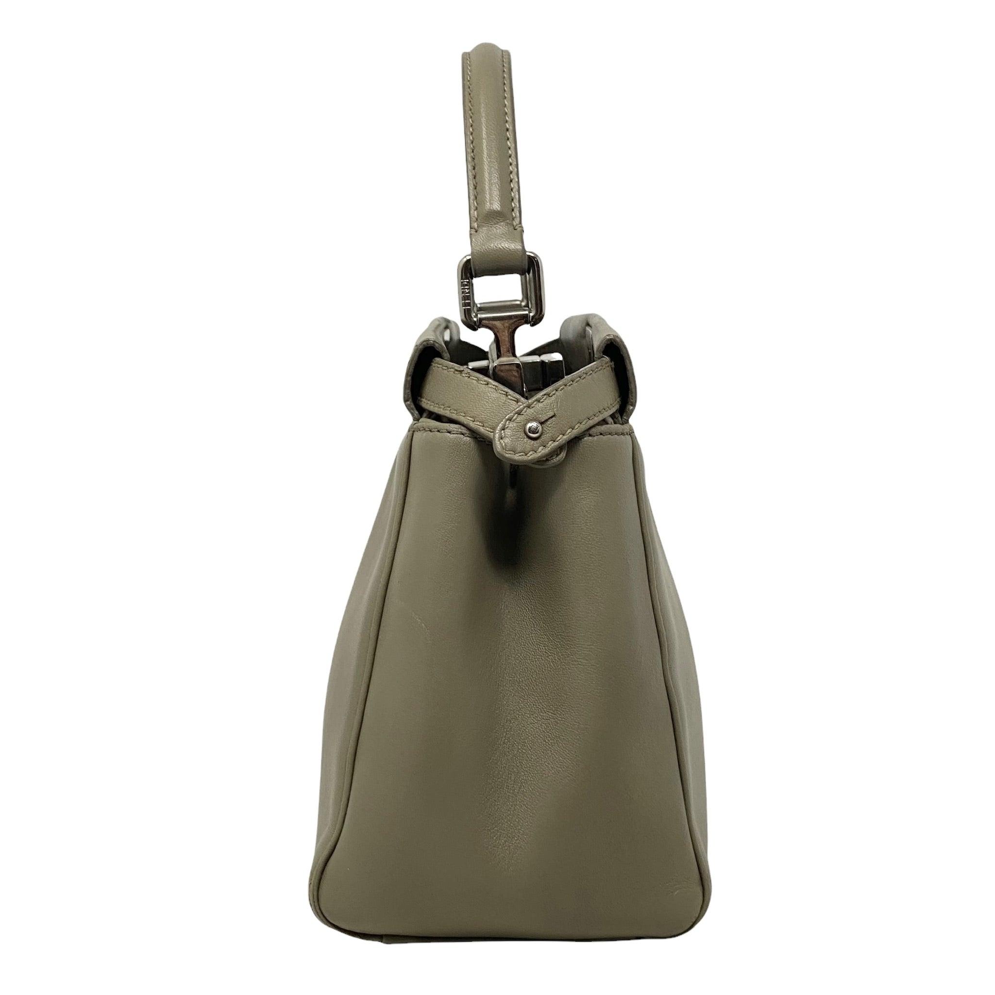 Fendi Grey Mini Peekaboo Leather Crossbody Bag for Women - Luxury Designer Handbag for Work, Travel & Evening Events