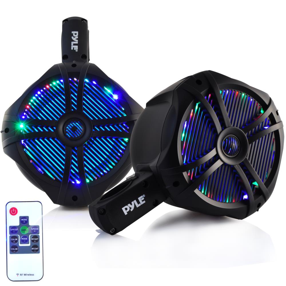 6.5 Inch Dual Marine Wakeboard Speakers with LED Lights - Waterproof Boat Audio System for Wakeboarding, Boating, and Outdoor Adventures