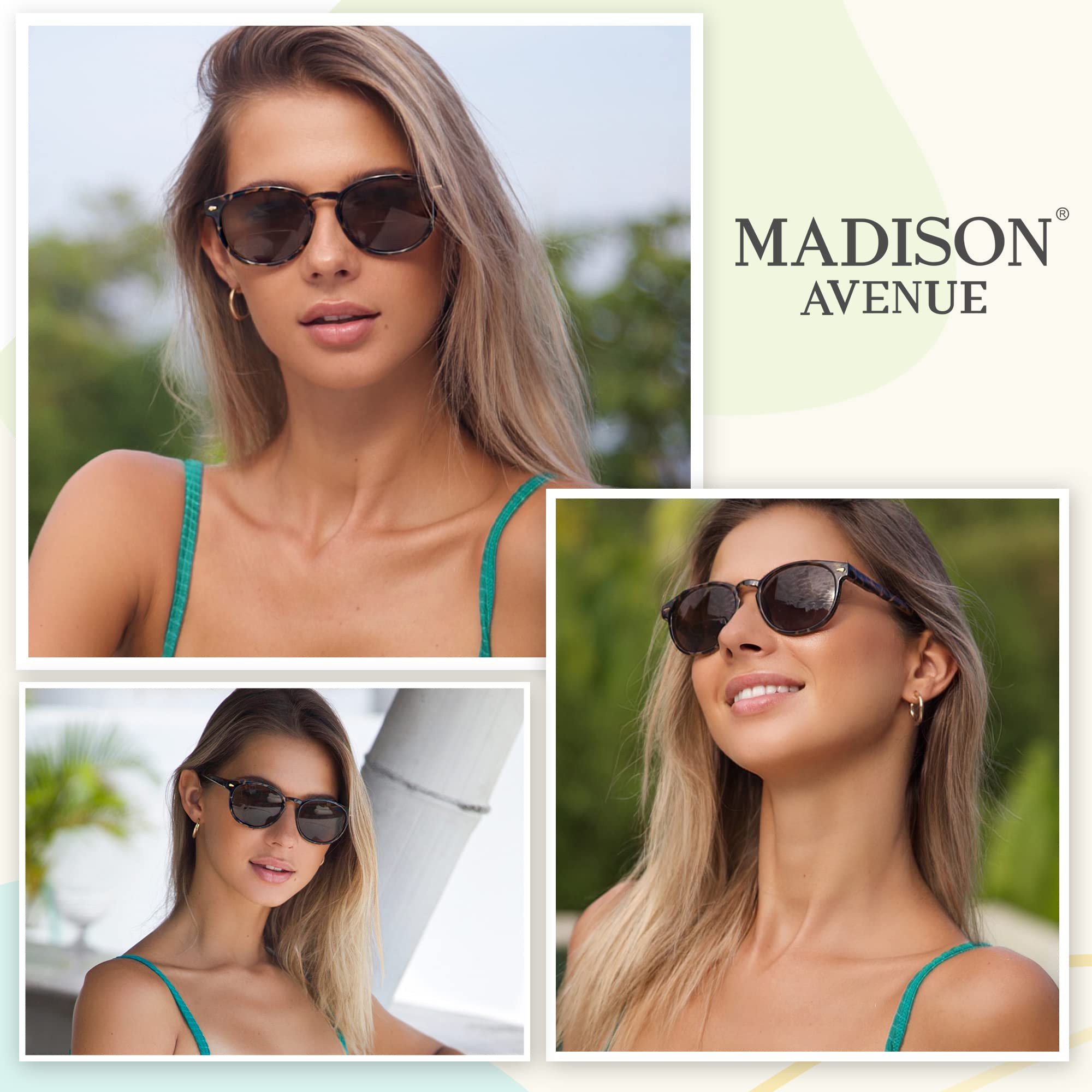 Madison Avenue Round Bifocal Reading Sunglasses for Women & Men - UV Protection Spring Hinge Sun Readers (Demi, 2.5) - Perfect for Outdoor Reading, Driving & Beach Activities