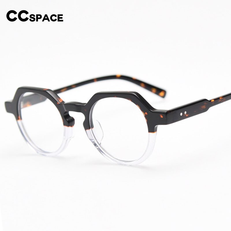 CCspace Unisex Full Rim Polygon Acetate Eyeglasses Frame 55273 - Lightweight & Durable for Work, Reading & Fashion