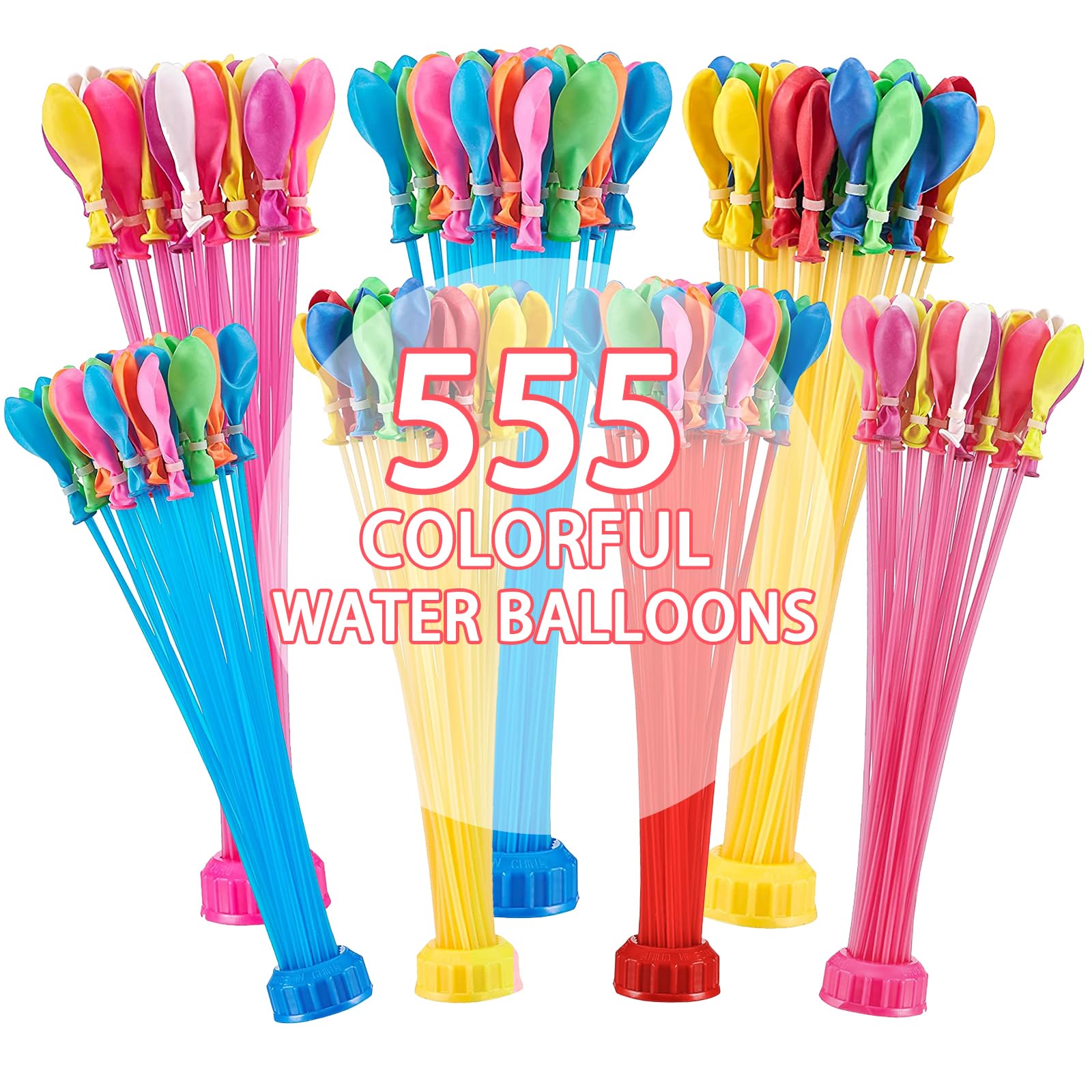 555 Colorful Water Balloons for Instant Filling - Summer Pool Party Games, Outdoor Water Toys for Kids & Adults - Perfect for Backyard Fun, Birthday Parties, Beach Activities and Family Gatherings