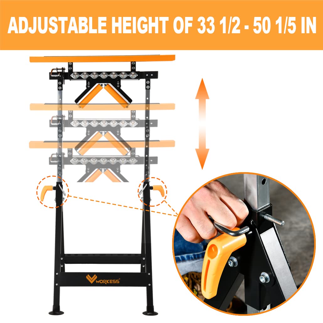 4 in 1 Adjustable Roller Stand - Heavy Duty Roller Support Stand for Woodworking, Table Saw, Band Saw - Perfect for Workshop & DIY Projects