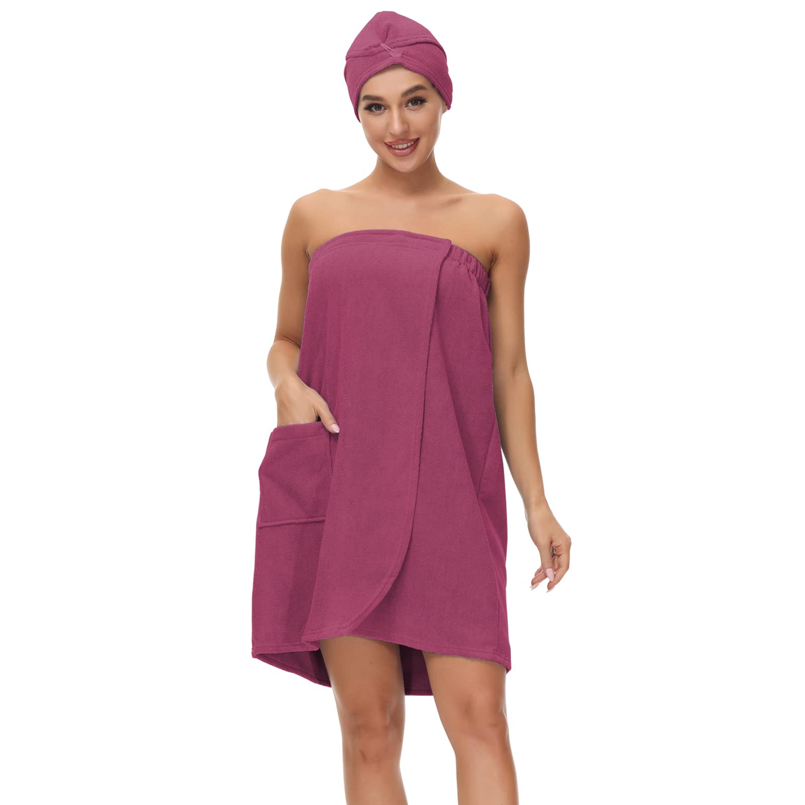 Verve Jelly Women's Adjustable Spa Bath Wrap Towel - Soft Microfiber Shower Robe with Hair Turban - Perfect for Post-Shower, Poolside & Relaxation at Home