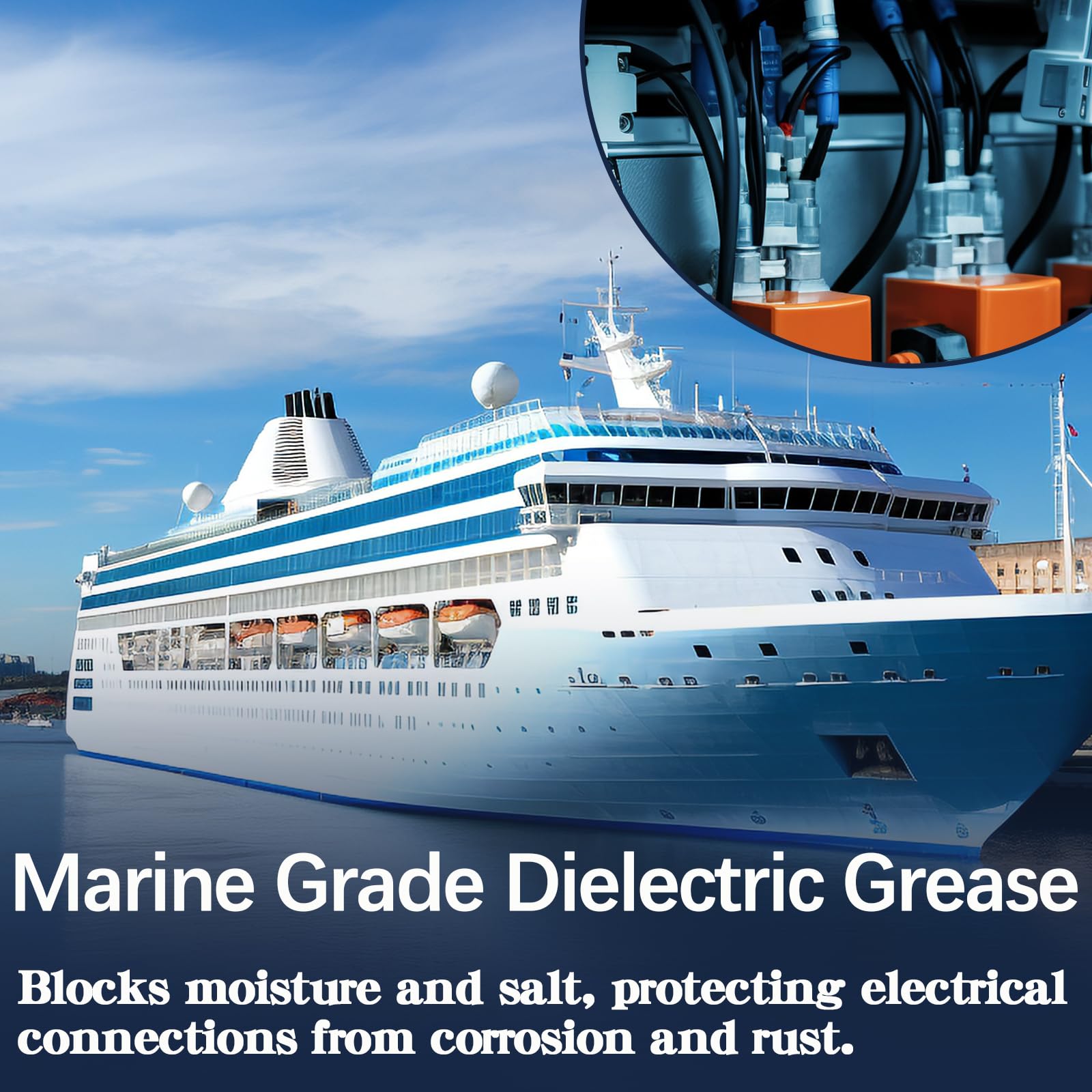 Dielectric Grease for Automotive Electrical Connectors - 8 oz PTFE Silicone Paste for Car Battery Terminals, Spark Plug Boots & Marine Electronics - Prevents Corrosion & Improves Conductivity - Ideal for Vehicle Maintenance & Marine Electrical Protection