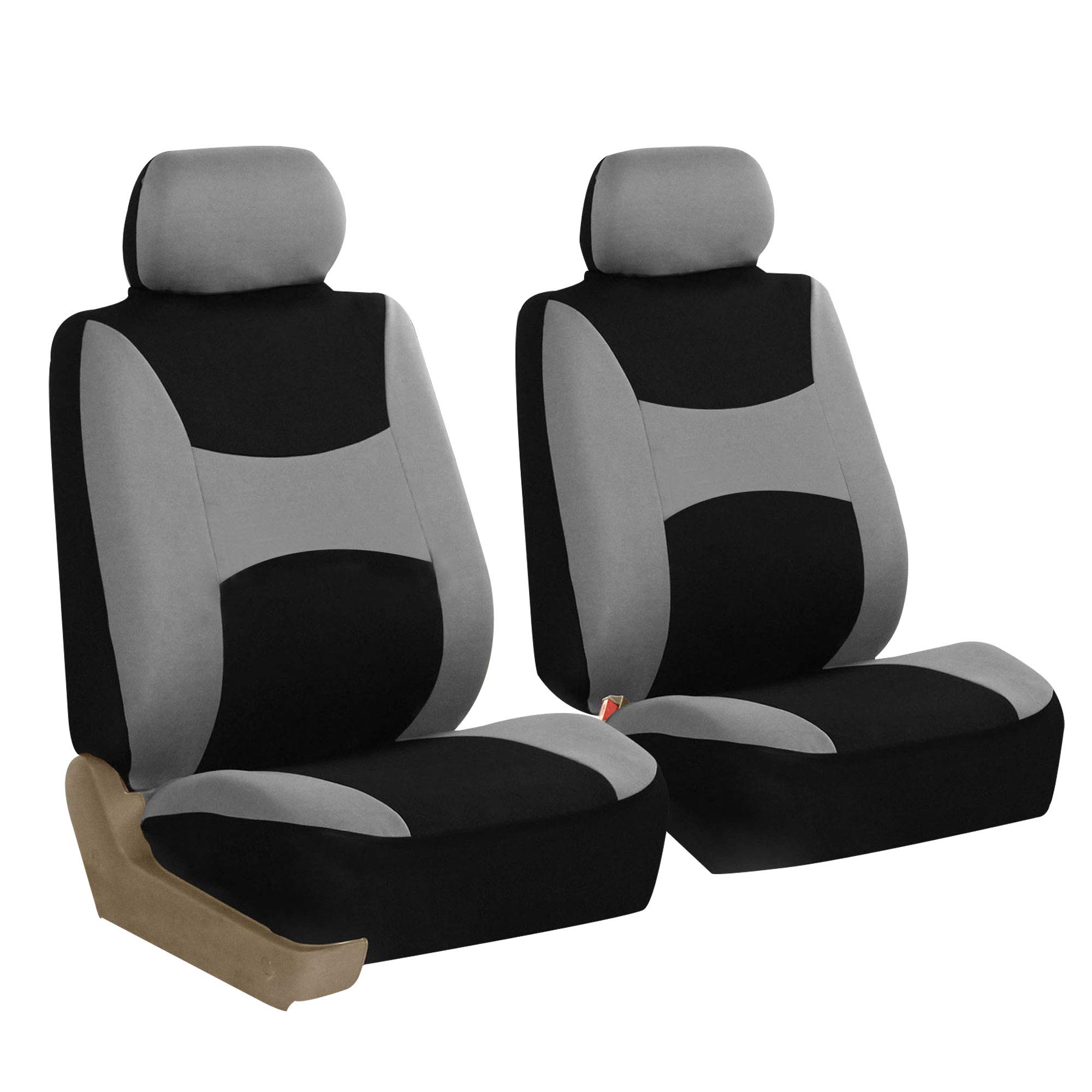 TLH Light & Breezy Flat Cloth Car Seat Covers - Universal Fit Front Set (Gray) | Airbag Compatible | Protects Car, Truck & SUV Seats | Perfect for Daily Commutes & Road Trips