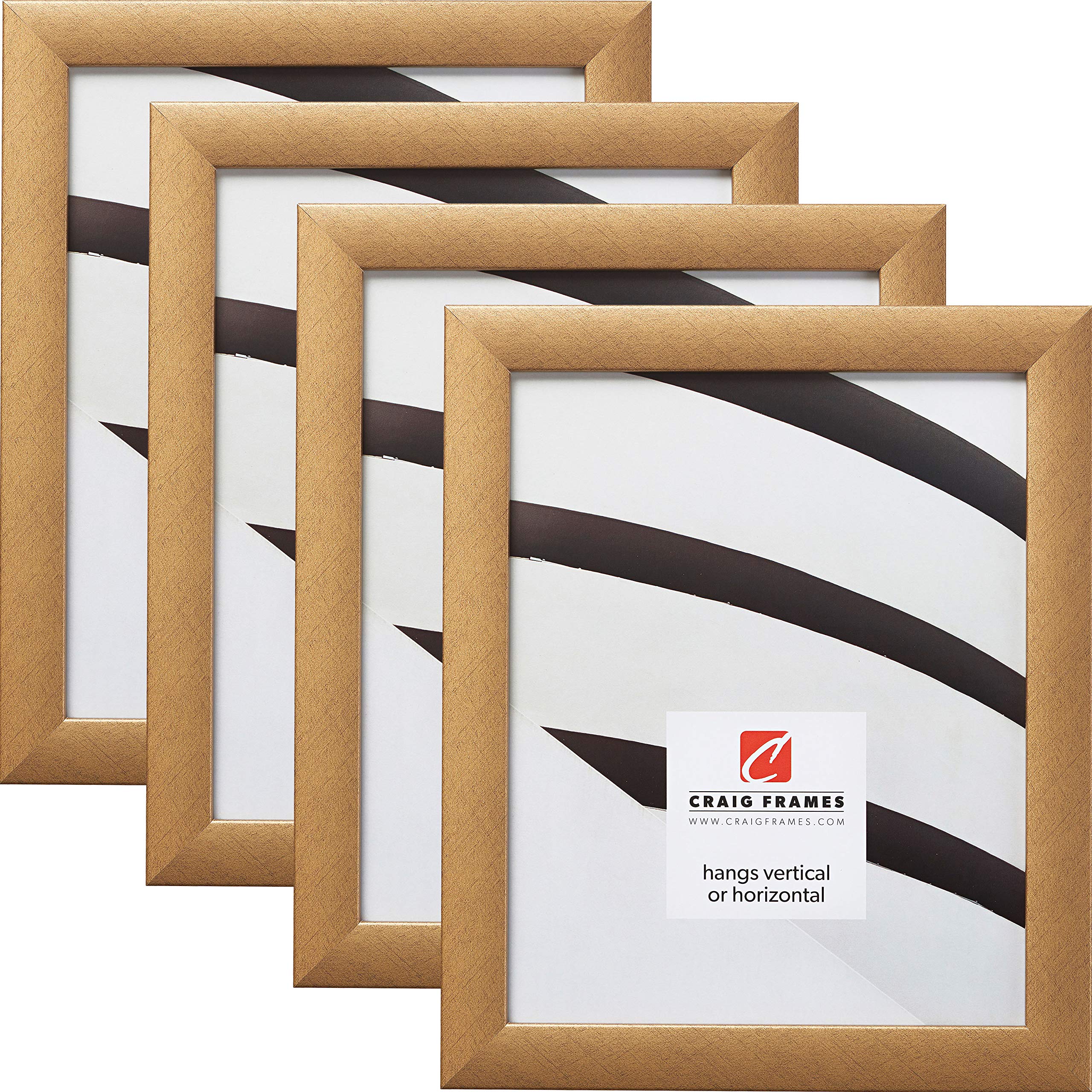 Craig Frames 23247006 11x17 Inch Distressed Gold Picture Frame Set of 4 - Perfect for Wall Decor, Photo Displays & Home Office Decorations