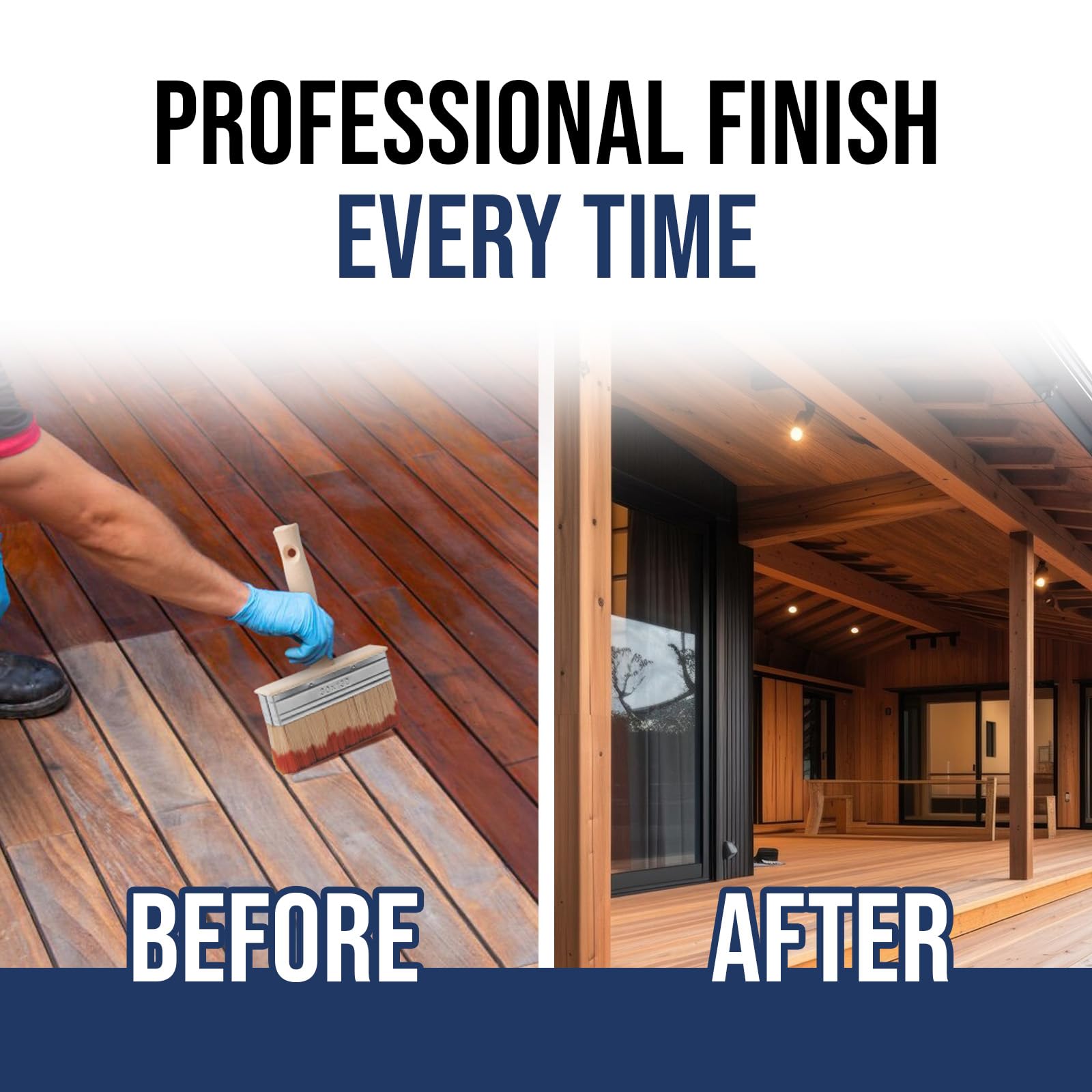 Foxtrot 5-Inch Deck Stain Brush - Professional Grade Paint & Sealer Applicator for Wood Decks, Fences, Walls | Fast & Even Coverage | Perfect for Outdoor Wood Staining, Fence Painting & Home Improvement Projects