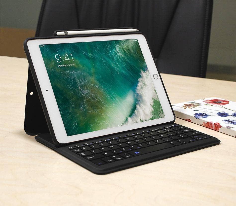 iPad Air 3 (2019) Case with Bluetooth Keyboard & Apple Pencil Holder - Slim Protective Cover for Work, School & Travel