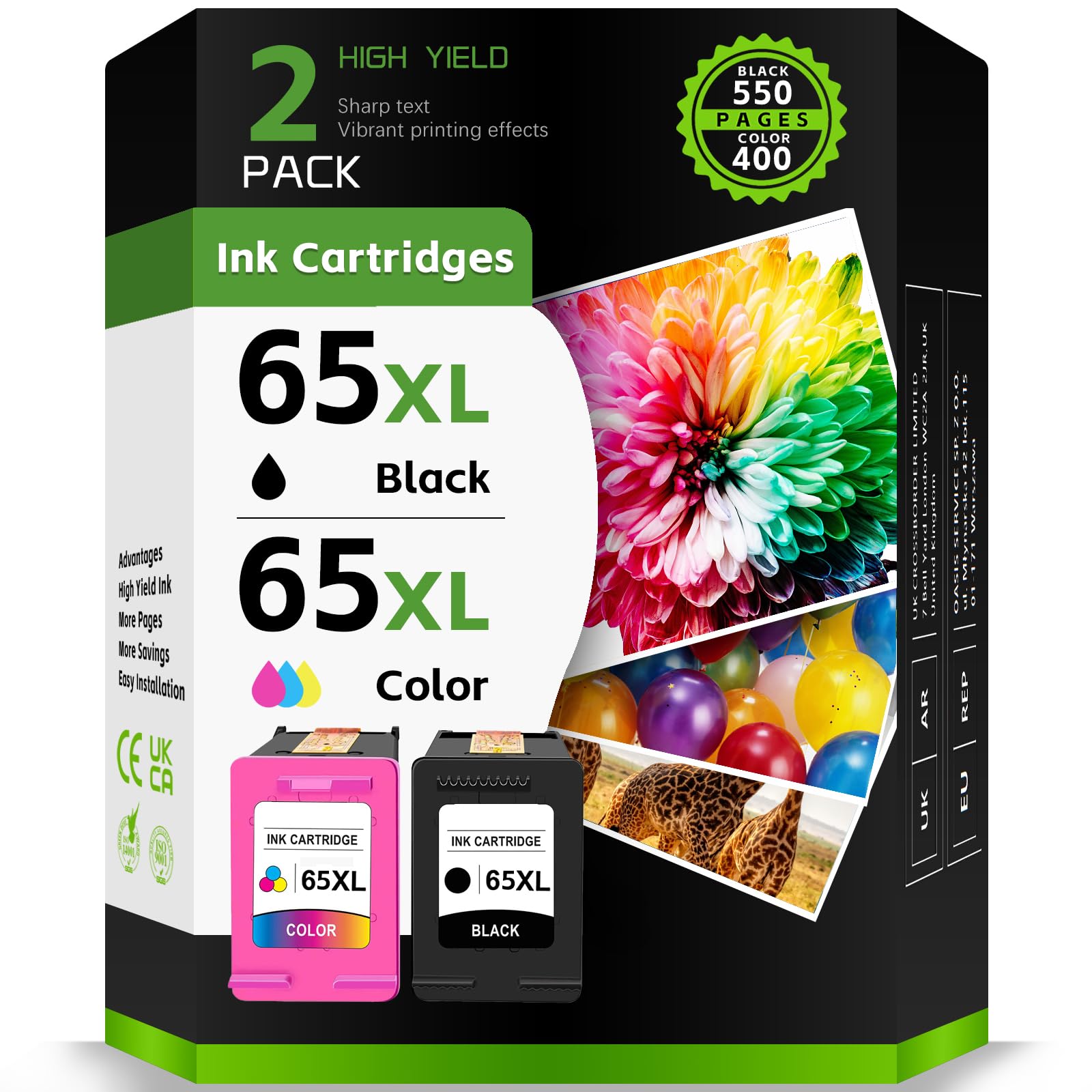HP 65XL Black & Color Ink Cartridges - High Yield Replacement for DeskJet 3755, 3752, 3720-23, 2655 & Envy 5052/5055 Printers - Perfect for Home Office Printing & School Projects