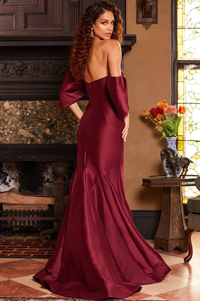 Jovani 23398 Off-the-Shoulder Mermaid Evening Gown for Prom, Wedding & Formal Events - Elegant Beaded Long Dress for Special Occasions