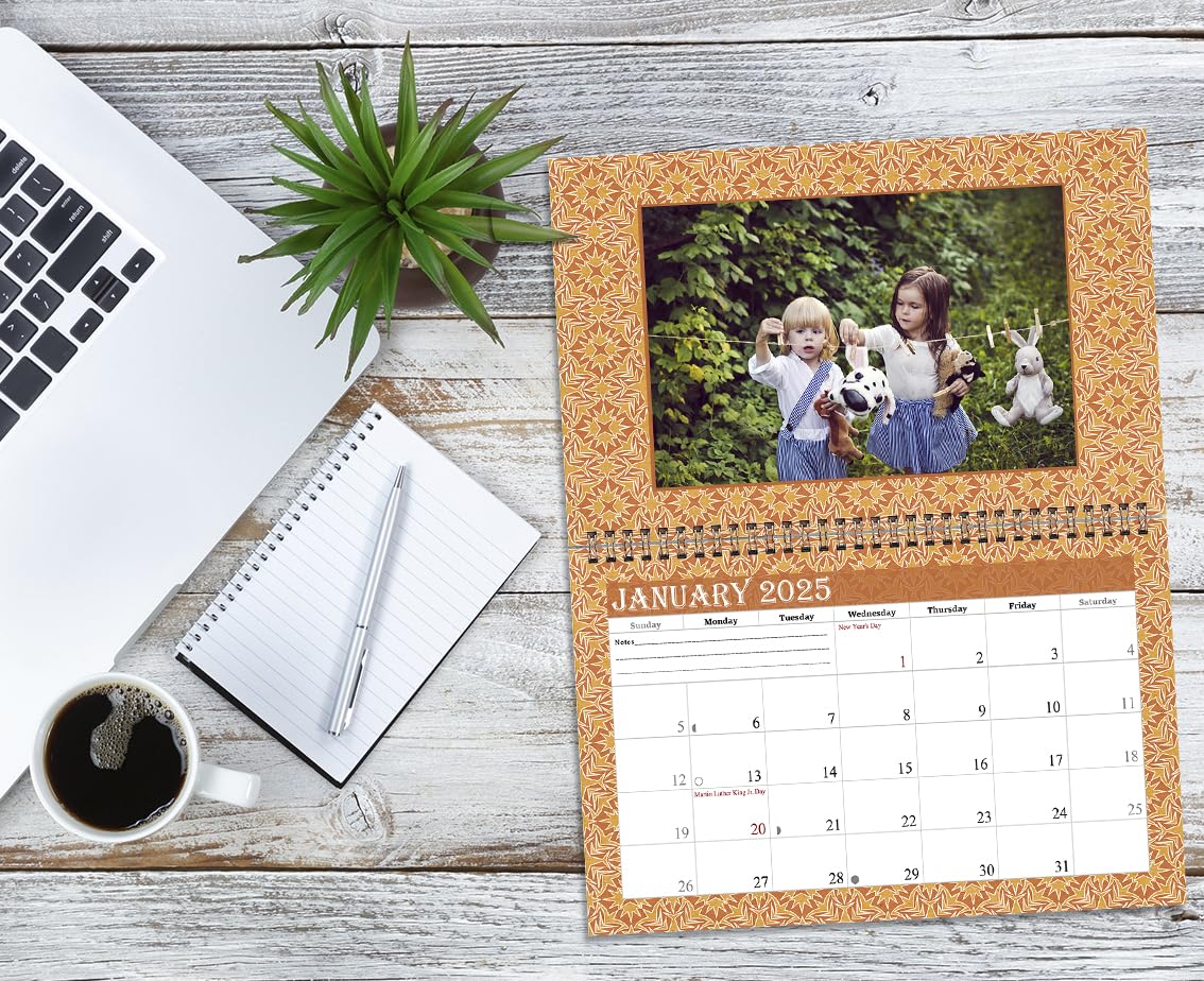 2025 Spiral-Bound Photo Frame Wall Calendar - Customizable with Your Own Pictures - 12-Month Desktop & Wall Planner (Edition #09) - Perfect for Home, Office, and Gift Giving