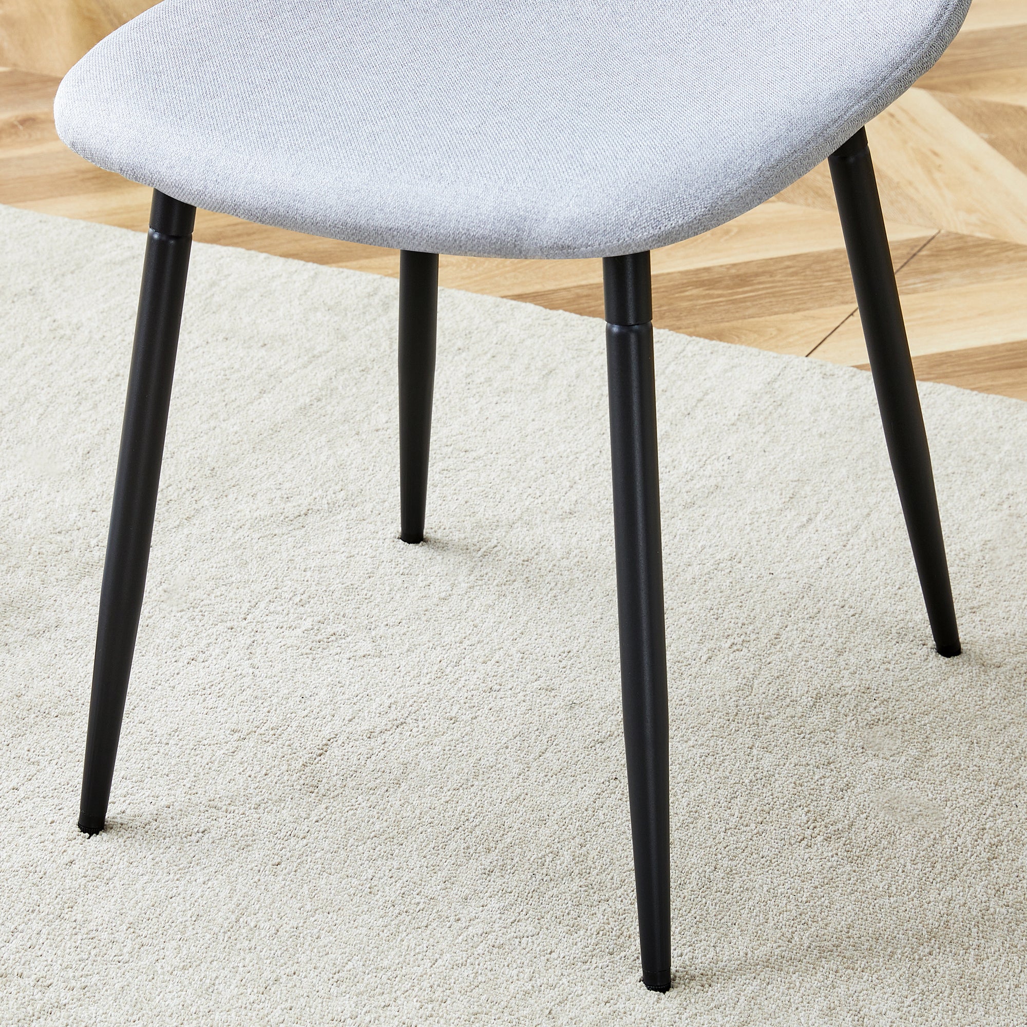 6-Piece Light Gray Linen Cotton Dining Chair Set - Comfortable Integrated Seat & Backrest for Modern Home Decor | Perfect for Kitchen, Dining Room & Small Spaces