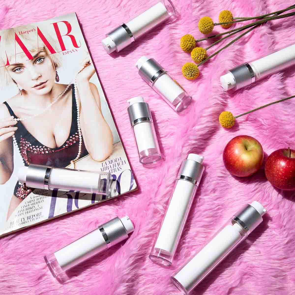 Helix Twist-Up Airless Cosmetic Bottles 50ml - Refillable & Leak-Proof for Serums, Creams & Lotions - Perfect for Travel & Professional Salon Use