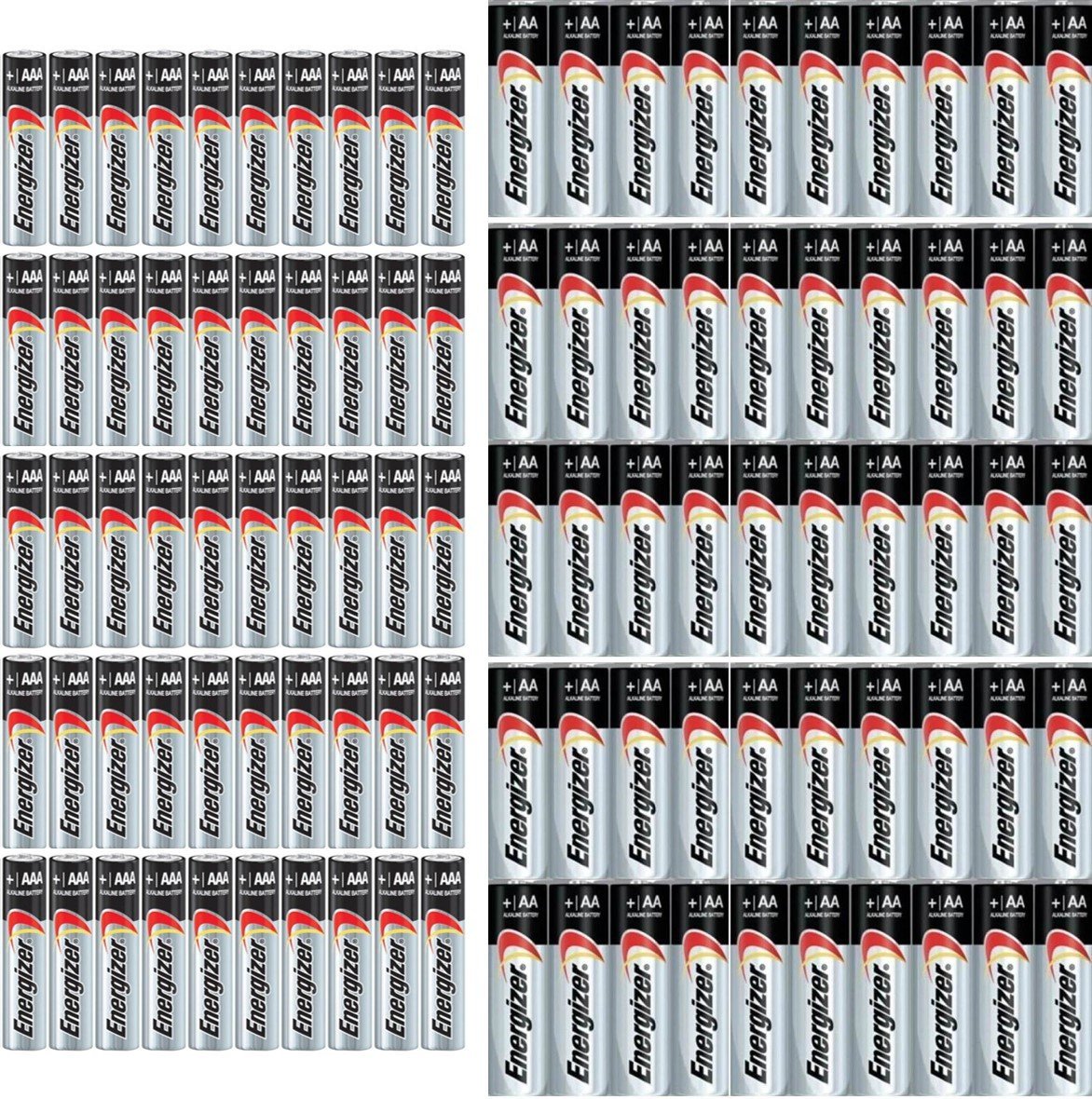 Energizer Max 50 AA & 50 AAA Alkaline Batteries - Long Lasting Power for Toys, Flashlights, Remote Controls & Electronics (100 Count Bulk Pack)