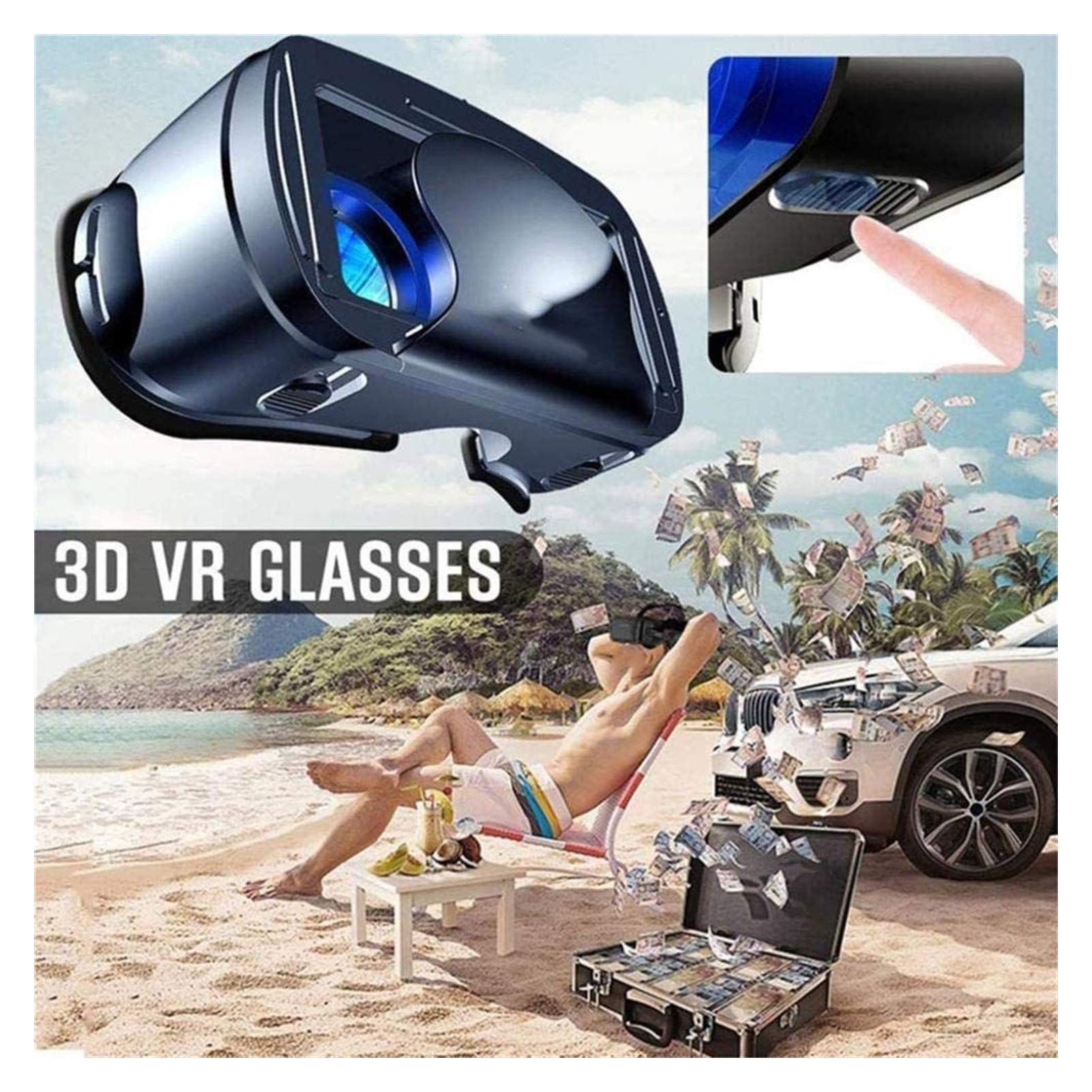 HHWKSJ VR Headset - 3D Virtual Reality Glasses for Immersive Gaming & Movie Watching | Eye Protection System for Smartphones | Perfect for Home Entertainment & Mobile VR Experiences