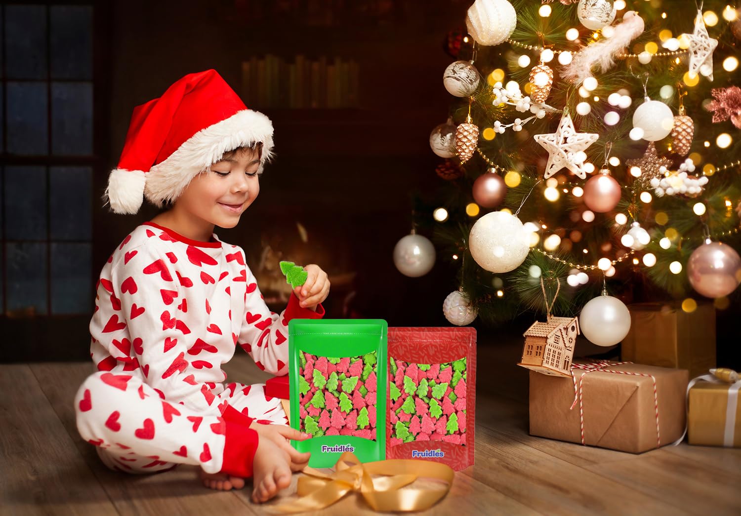 Fruidles Christmas Tree Gummy Candy - 2lb Bulk Holiday Gummies for Festive Snacking, Stocking Stuffers & Christmas Party Treats | Soft & Chewy Fruit Flavored Candy