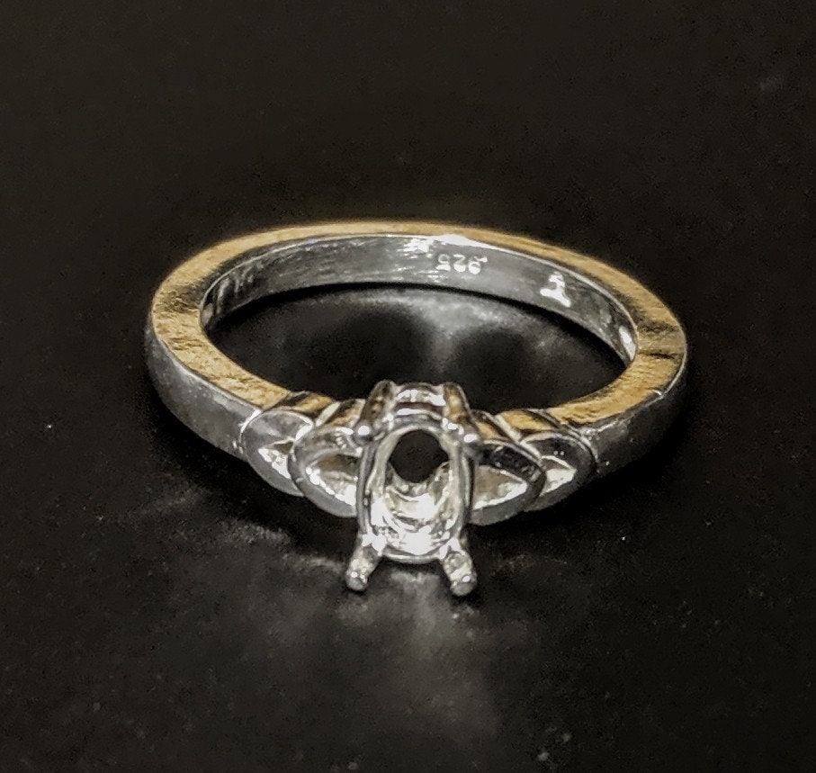 Solid Sterling Silver or 14kt Gold 7x5mm 20x15mm Oval Double Vee Shank Ring Setting - Size 7 (163847/143847) - Perfect for Engagement Rings, Wedding Bands & Jewelry Making