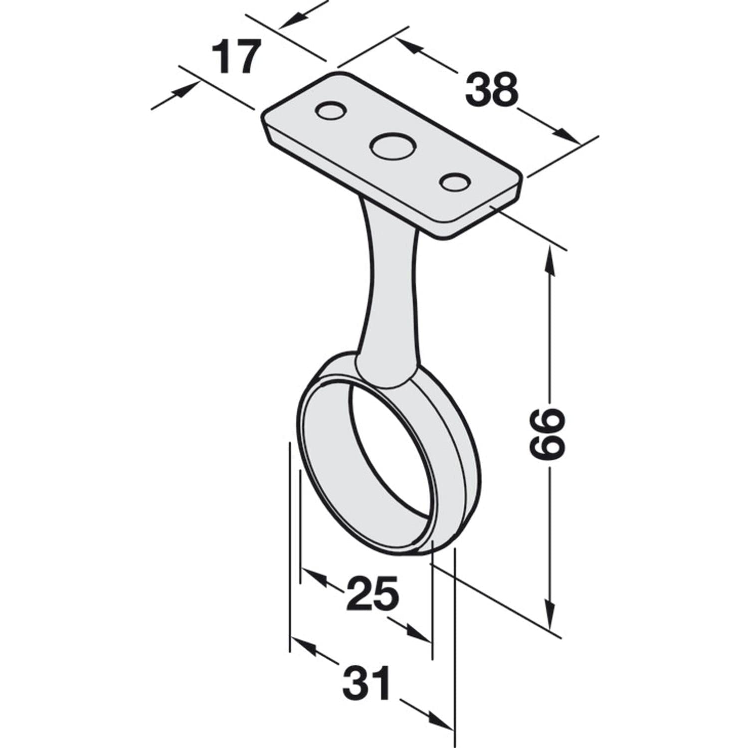 Hafele 1 Inch Round Closet Rod Bracket - Heavy Duty Center Support for Wardrobe, Shelf & Closet Organization - Perfect for Bedroom, Walk-in Closet and Storage Room Setup