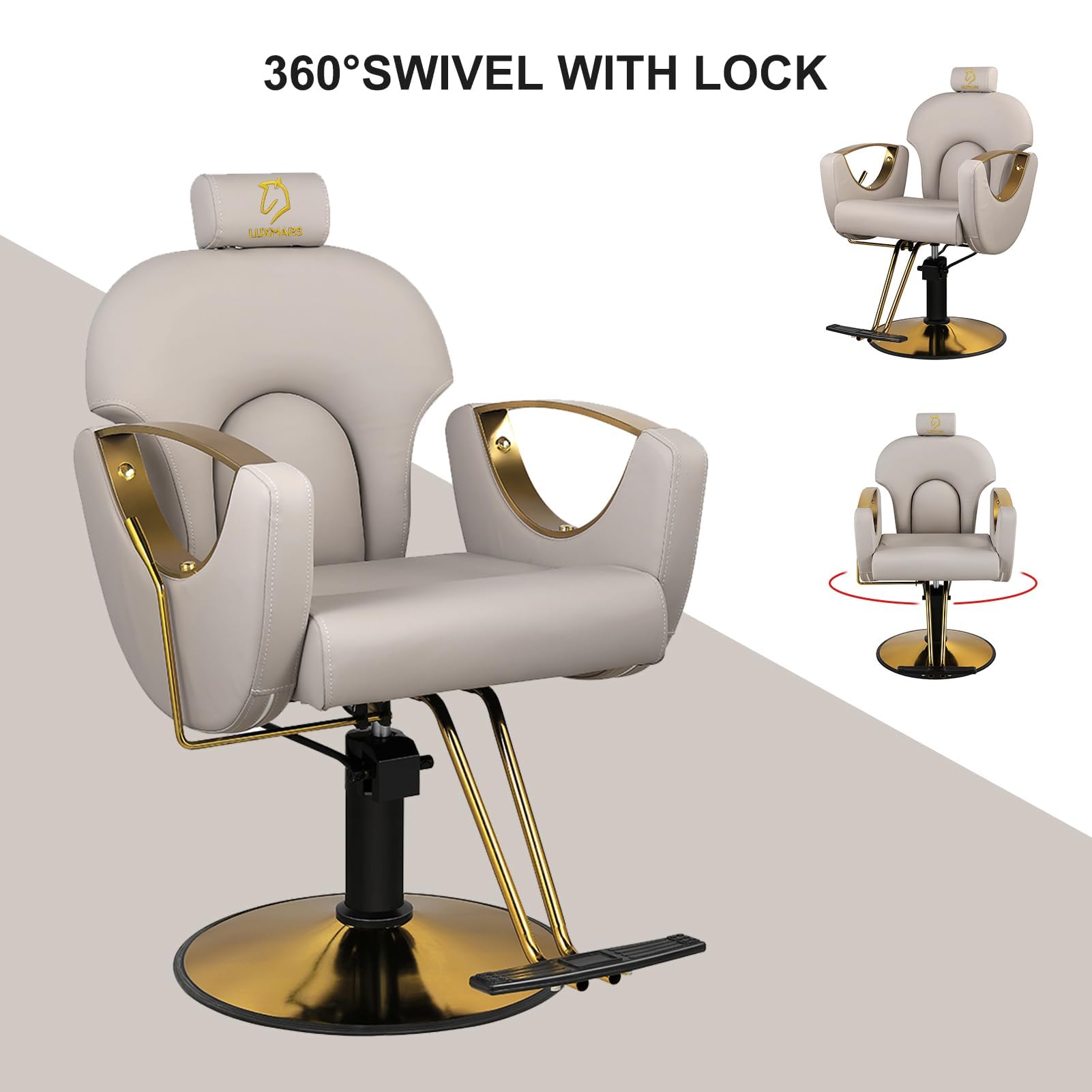 Professional Hydraulic Barber Chair - Adjustable Height Salon Recliner with Hydraulic Pump, Grey Shampoo Chair for Hairdressing & Beauty Salon Use