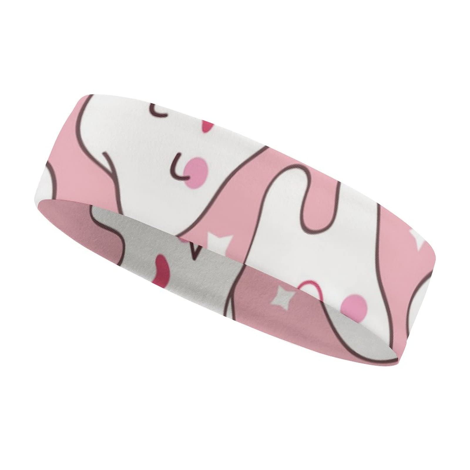 Aiyoolee Women's Non-Slip Moisture Wicking Headbands - Cute Pink Dental Teeth Design Sports Sweatband for Workout, Running, Basketball, Yoga & Gym - Perfect for Active Women & Girls