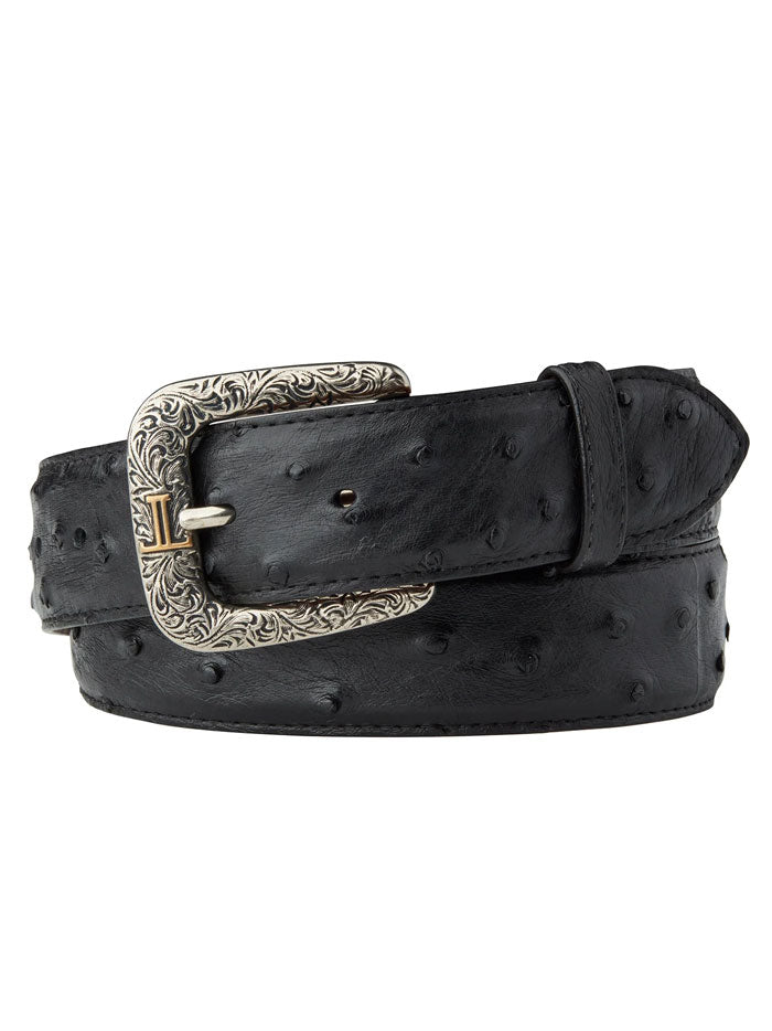Lucchese W6011 Men's Full Quill Ostrich Leather Belt in Black - Premium Western Style Accessory for Cowboy Boots & Jeans