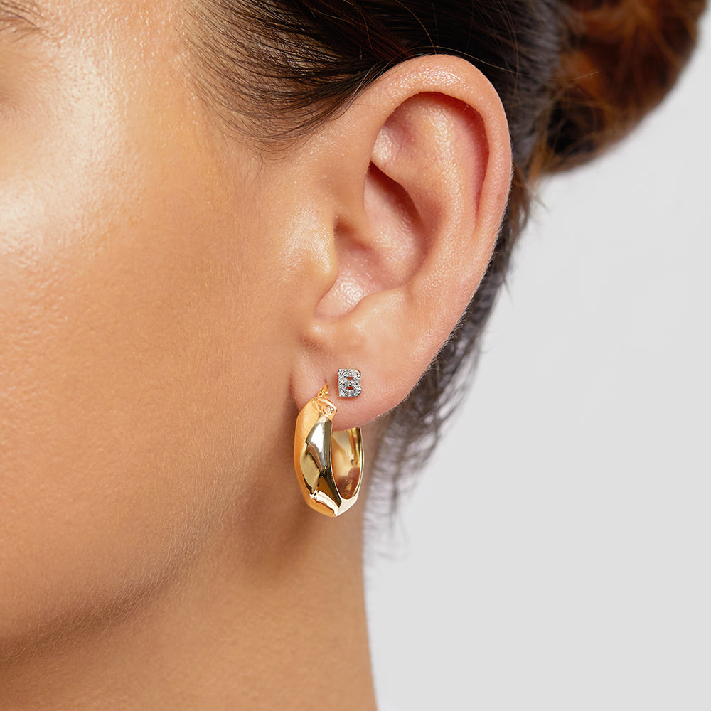 10k Gold Diamond Letter B Single Stud Earring – Elegant Initial Jewelry for Women, Perfect Gift for Birthdays, Anniversaries & Special Occasions