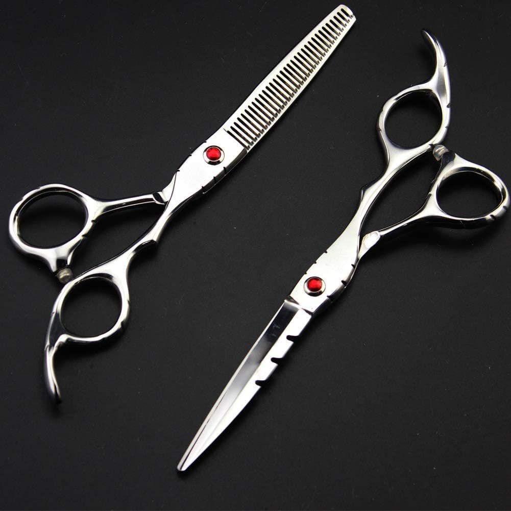 Professional Hair Cutting Scissors 6 Inch - Barber Shears with Case for Styling, Trimming & Thinning - Premium Stainless Steel Hairdressing Scissors for Salon & Home Use (Blue, 6 Inch Set)