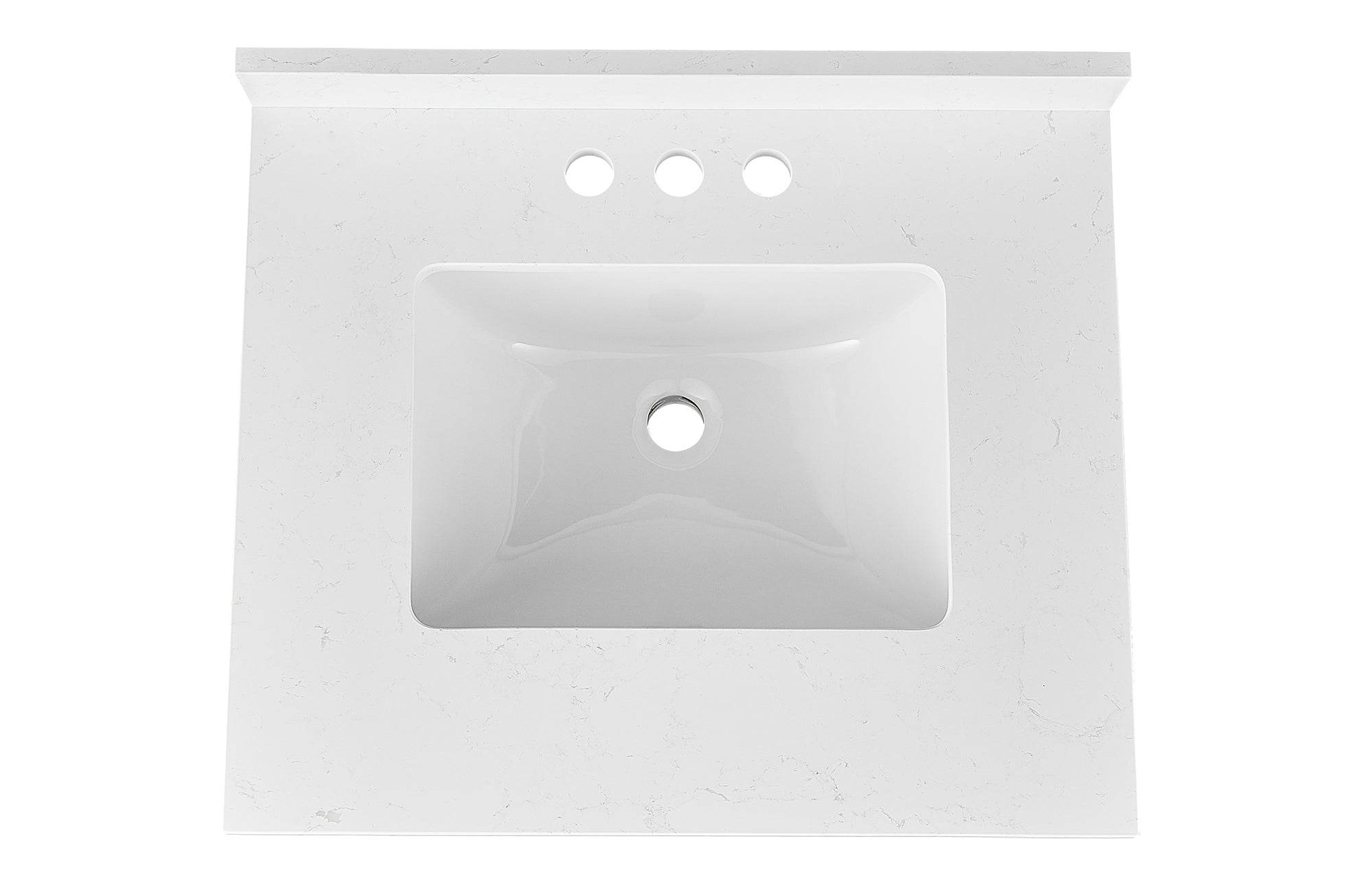 Amalfi 25W x 22D Engineered Marble Bathroom Vanity Top with Rectangular Undermount Sink - Perfect for Modern Bathroom Renovations and Master Suite Upgrades