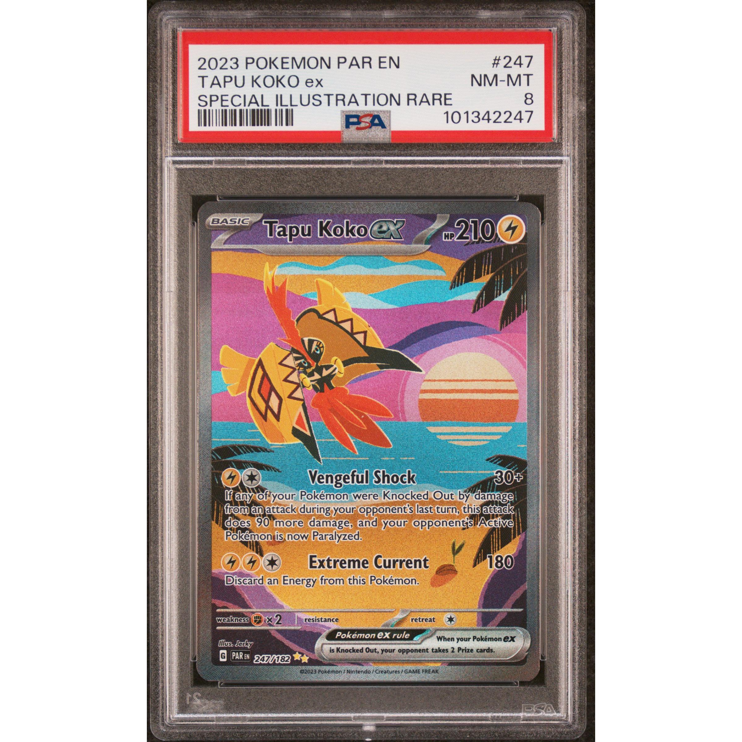2023 Pokemon Paradox Rift Tapu Koko 247/182 PSA 8 Graded Trading Card - Rare Collectible for Pokemon TCG Players & Investors | Perfect for Display, Gaming & Card Collections