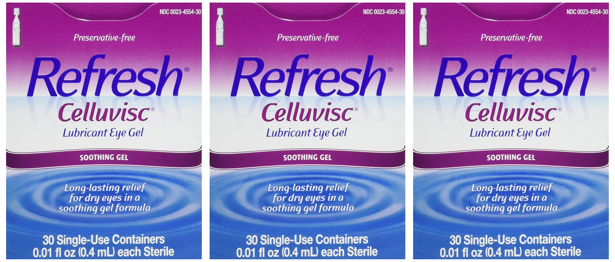 Refresh Celluvisc Lubricant Eye Gel Drops - 30 Single-Use Containers (3 Pack) | Dry Eye Relief, Post-Surgery Care & Contact Lens Comfort | Day & Night Use for Soothing Hydration