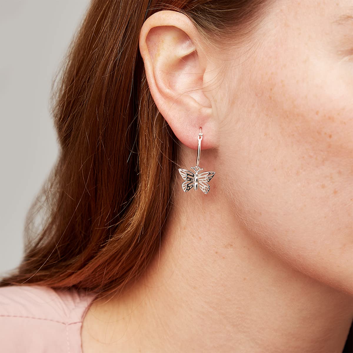 Annie Oak Women's 925 Sterling Silver Butterfly Hoop Earrings - Elegant Dangle Earrings for Everyday Wear, Parties & Gifts