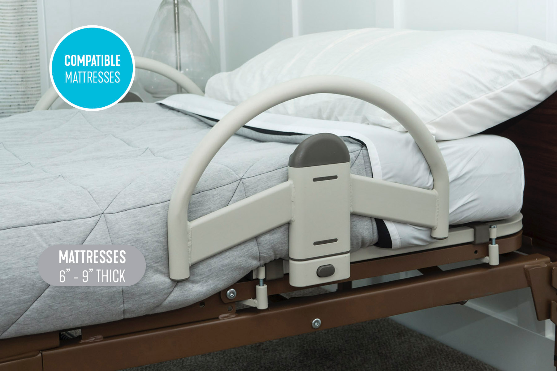 EZ Click LTC Bed Handle - Adjustable Assist Rail for Elderly & Disabled - Home Safety Mobility Aid for Getting In/Out of Bed - Ideal for Seniors, Post-Surgery Recovery & Home Care Use